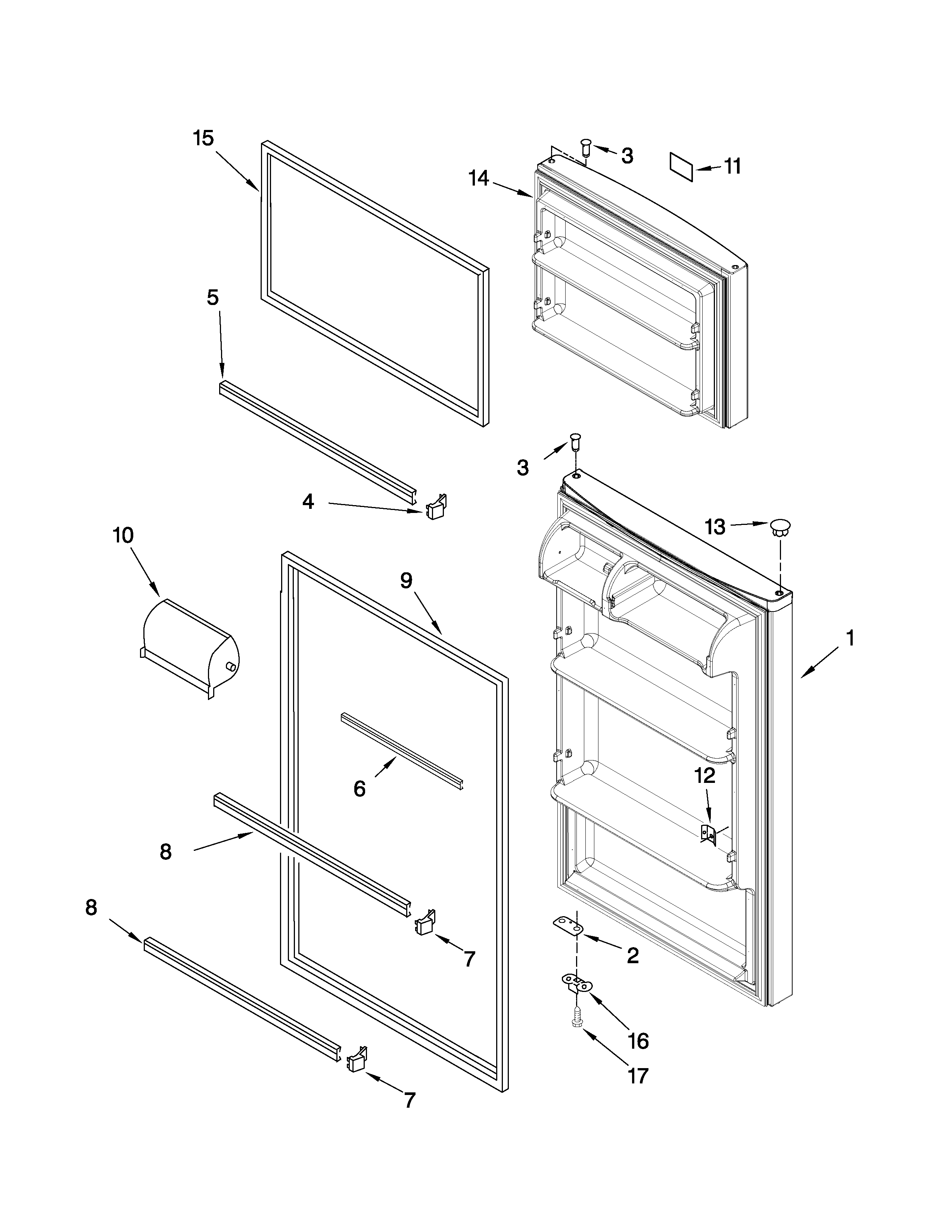Amana A8RXNGFXD00 door parts diagram