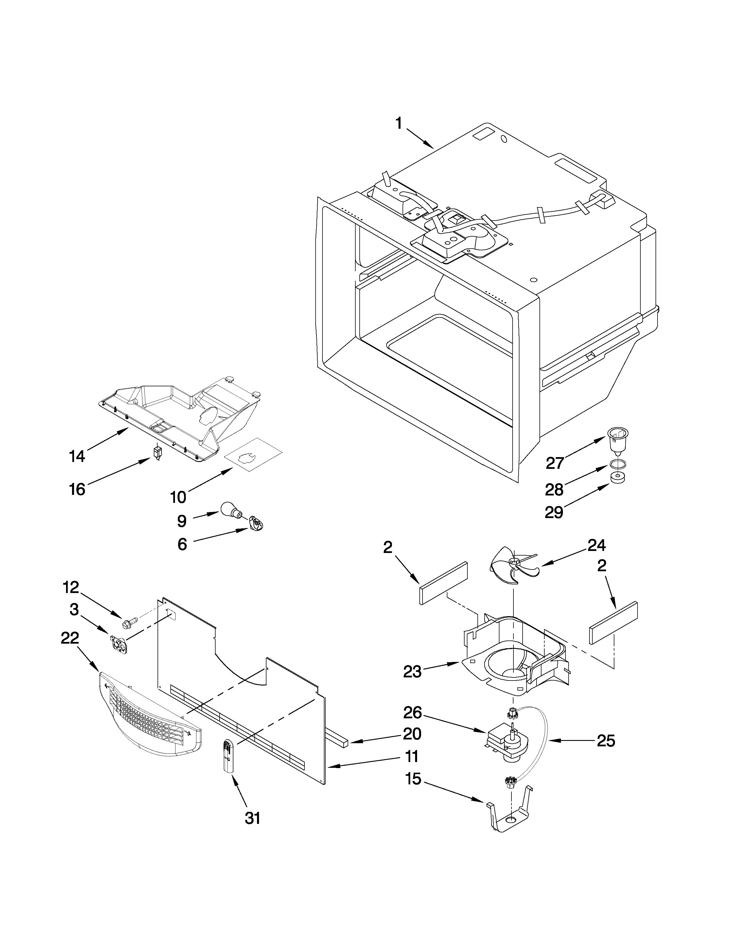 Amana ABB2221WEB1 freezer liner parts diagram