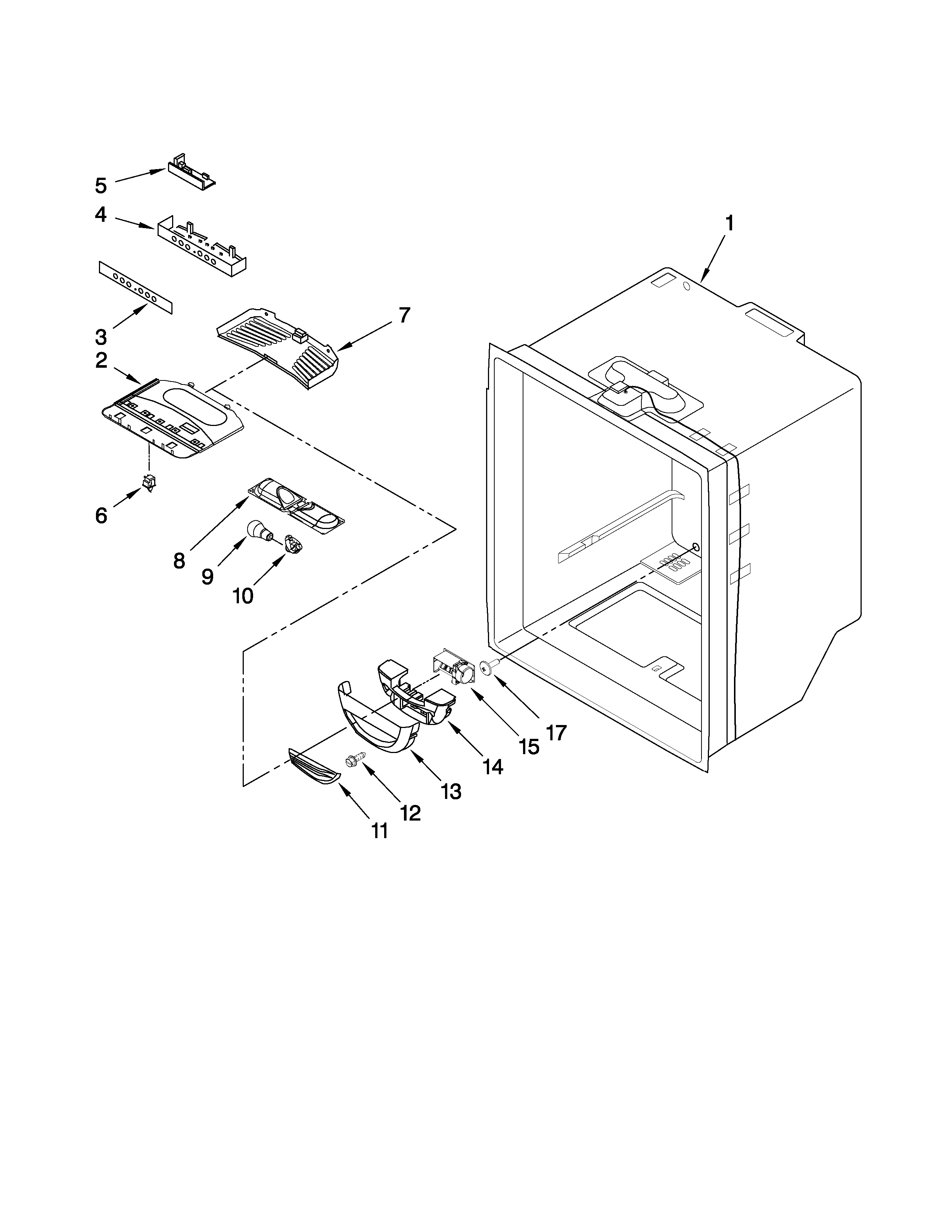 Amana ABB2224WES1 refrigerator liner parts diagram