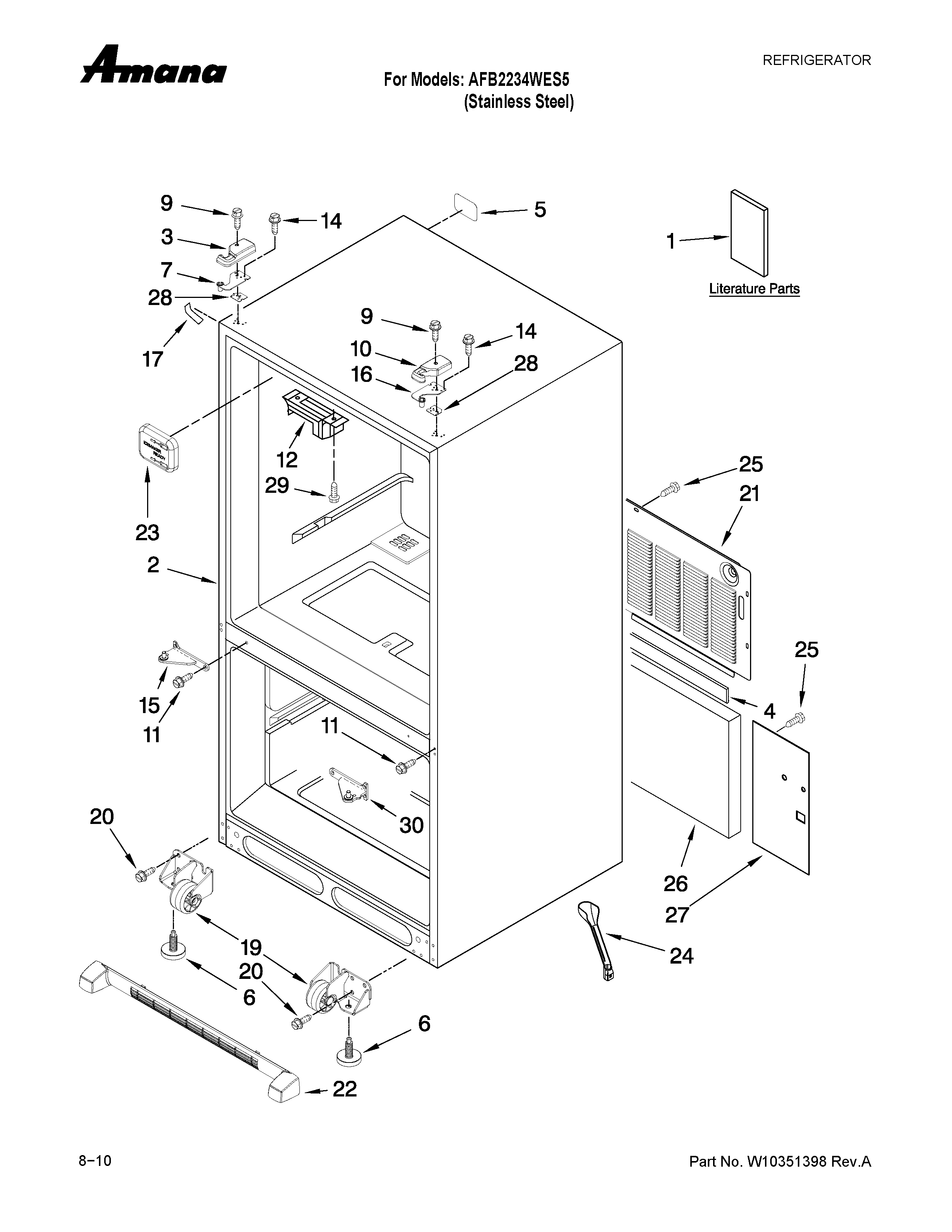 Amana AFB2234WES5 cabinet parts diagram