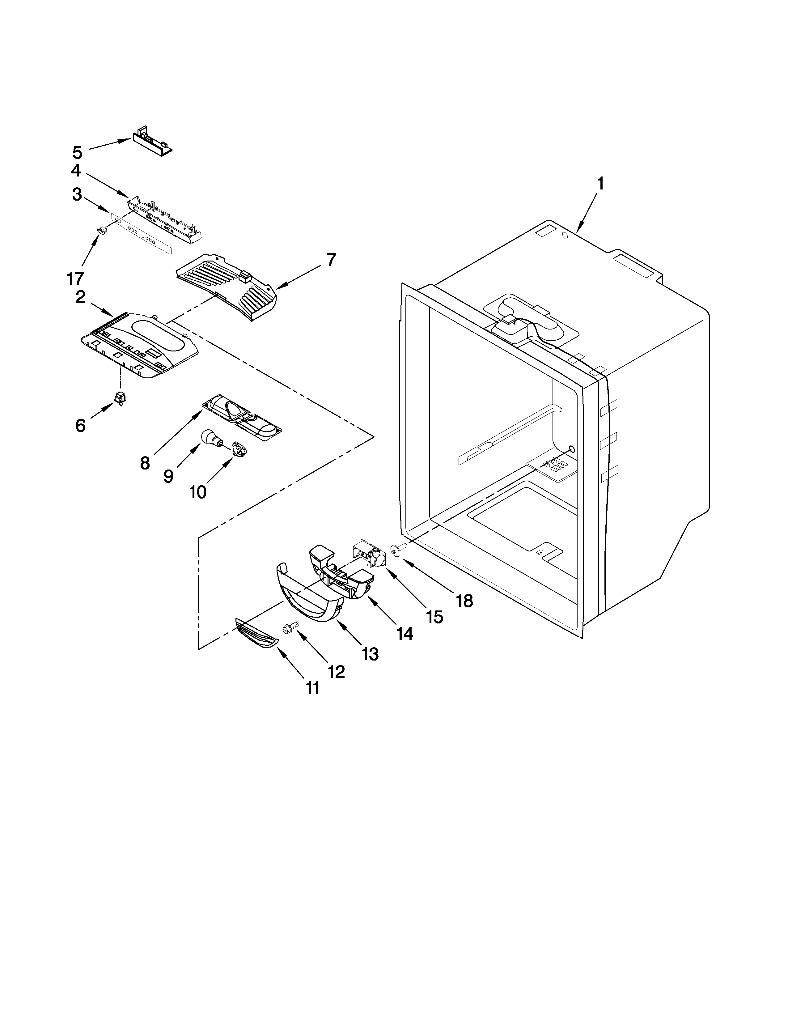 Amana AFB2234WES5 refrigerator liner parts diagram