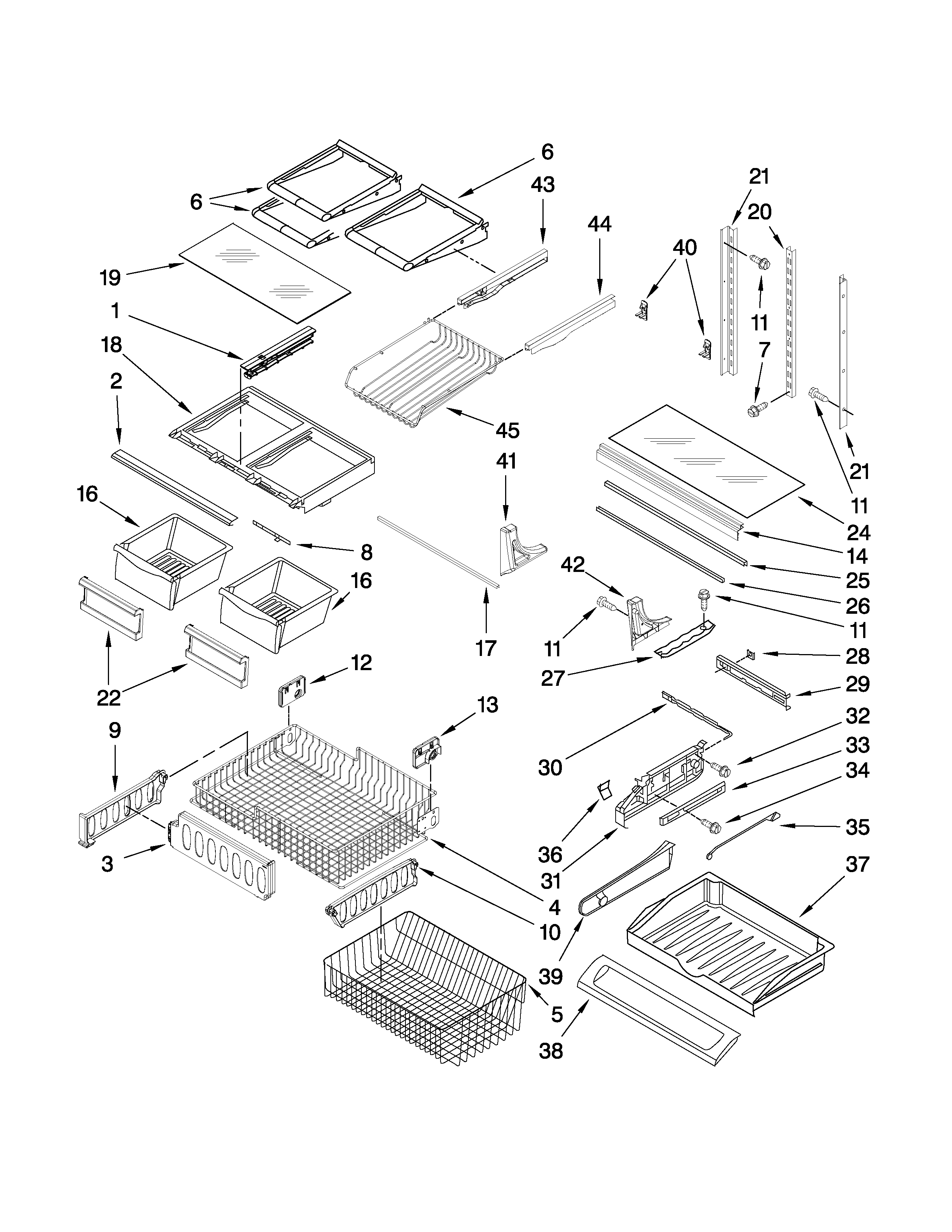 Amana AFB2234WES5 shelf parts diagram