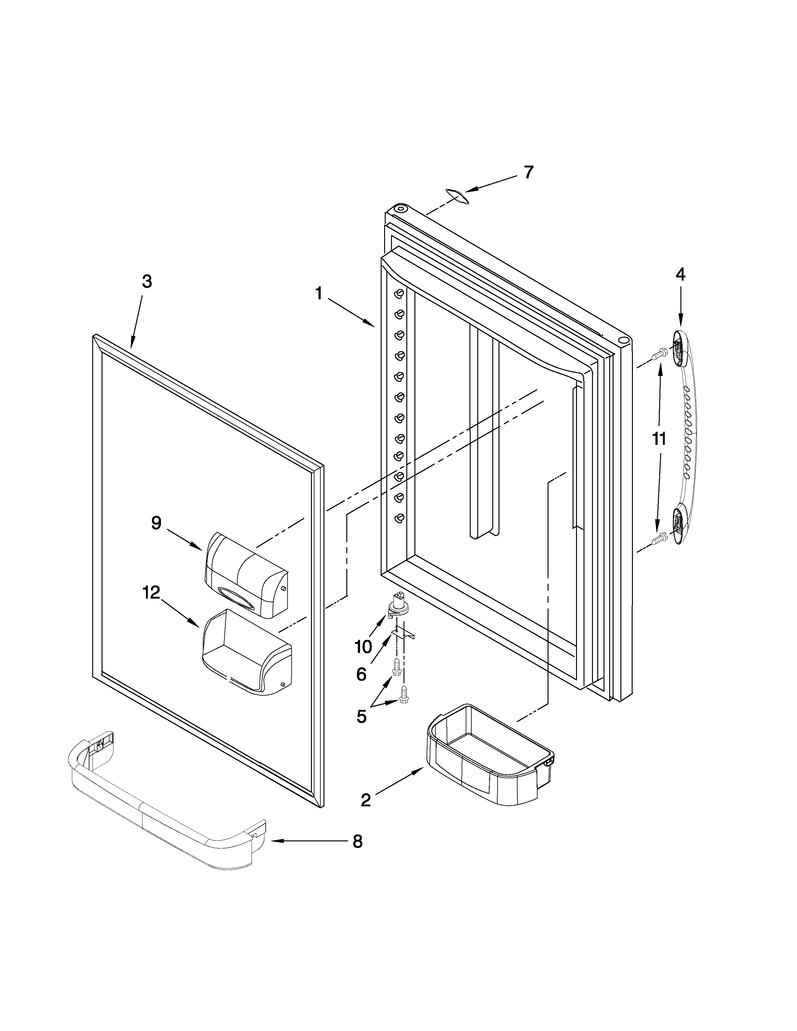 Whirlpool EB9FVHLWS01 refrigerator door parts diagram