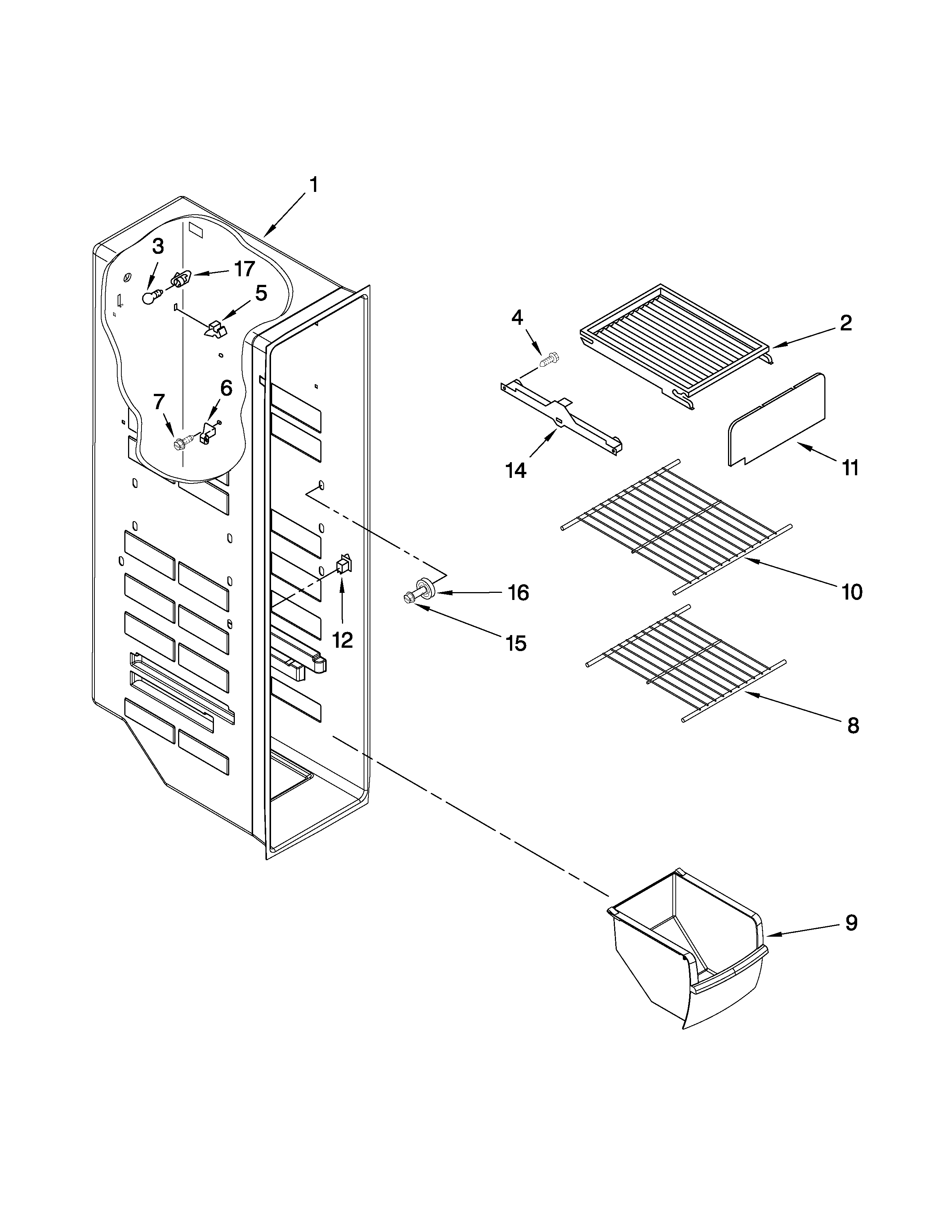 Amana ASD2522WRB03 freezer liner parts diagram