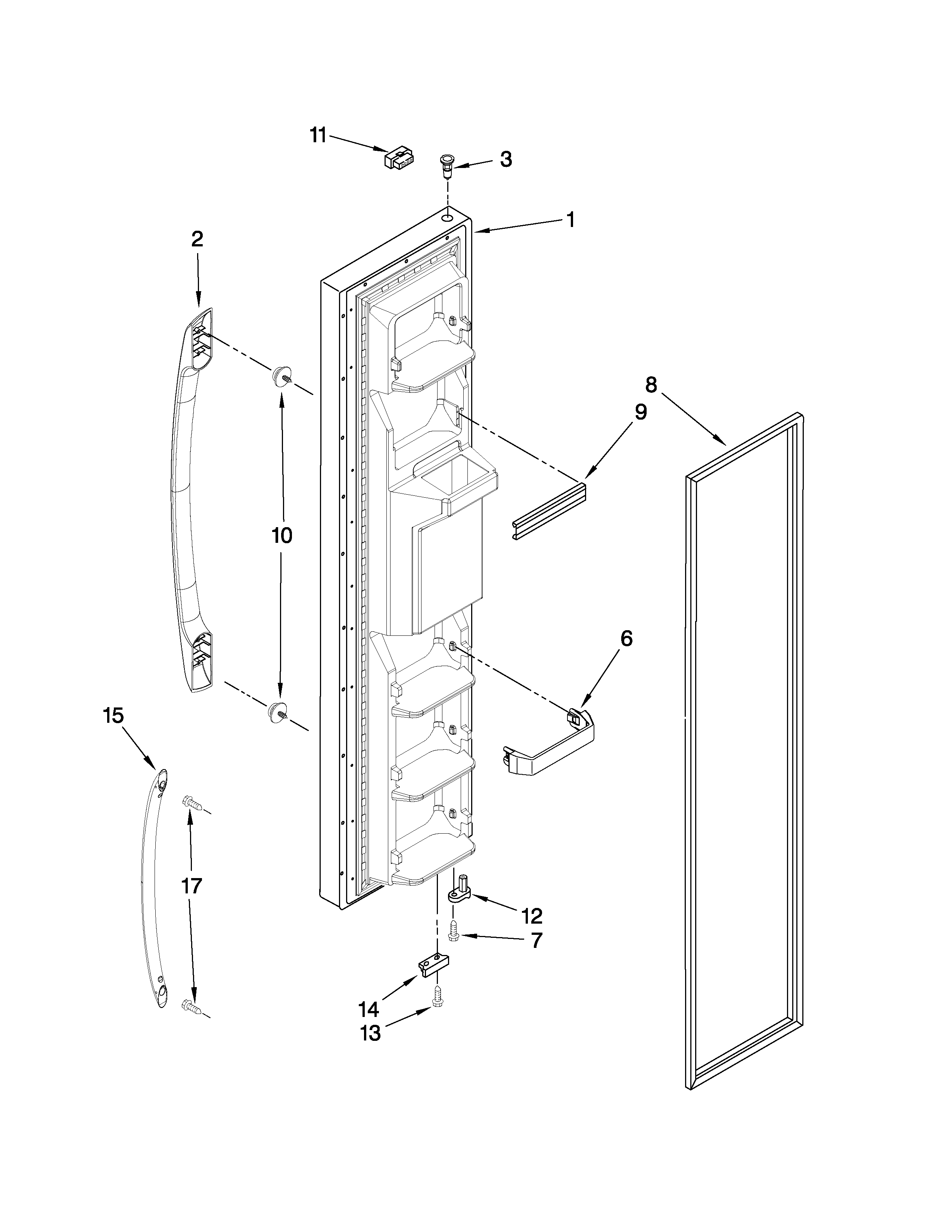 Amana ASD2522WRB03 freezer door parts diagram