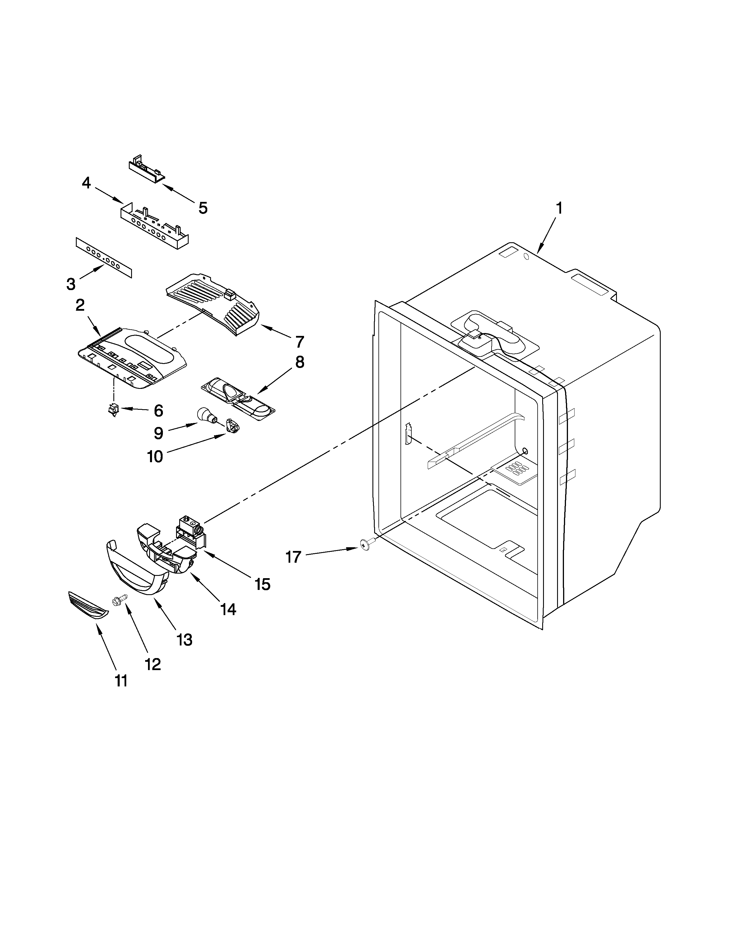 Maytag GB5526FEAS5 refrigerator liner parts diagram