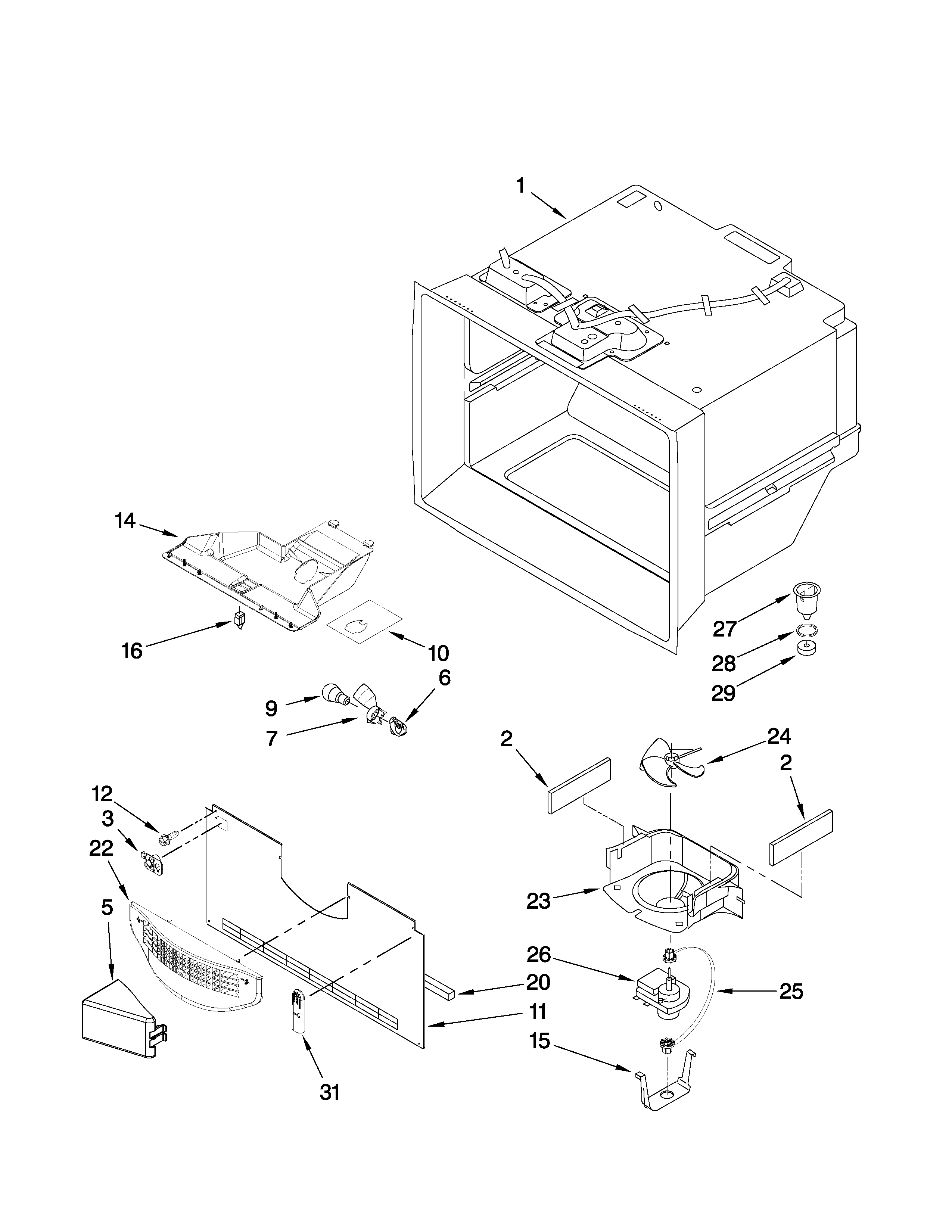 Maytag GB5526FEAS5 freezer liner parts diagram