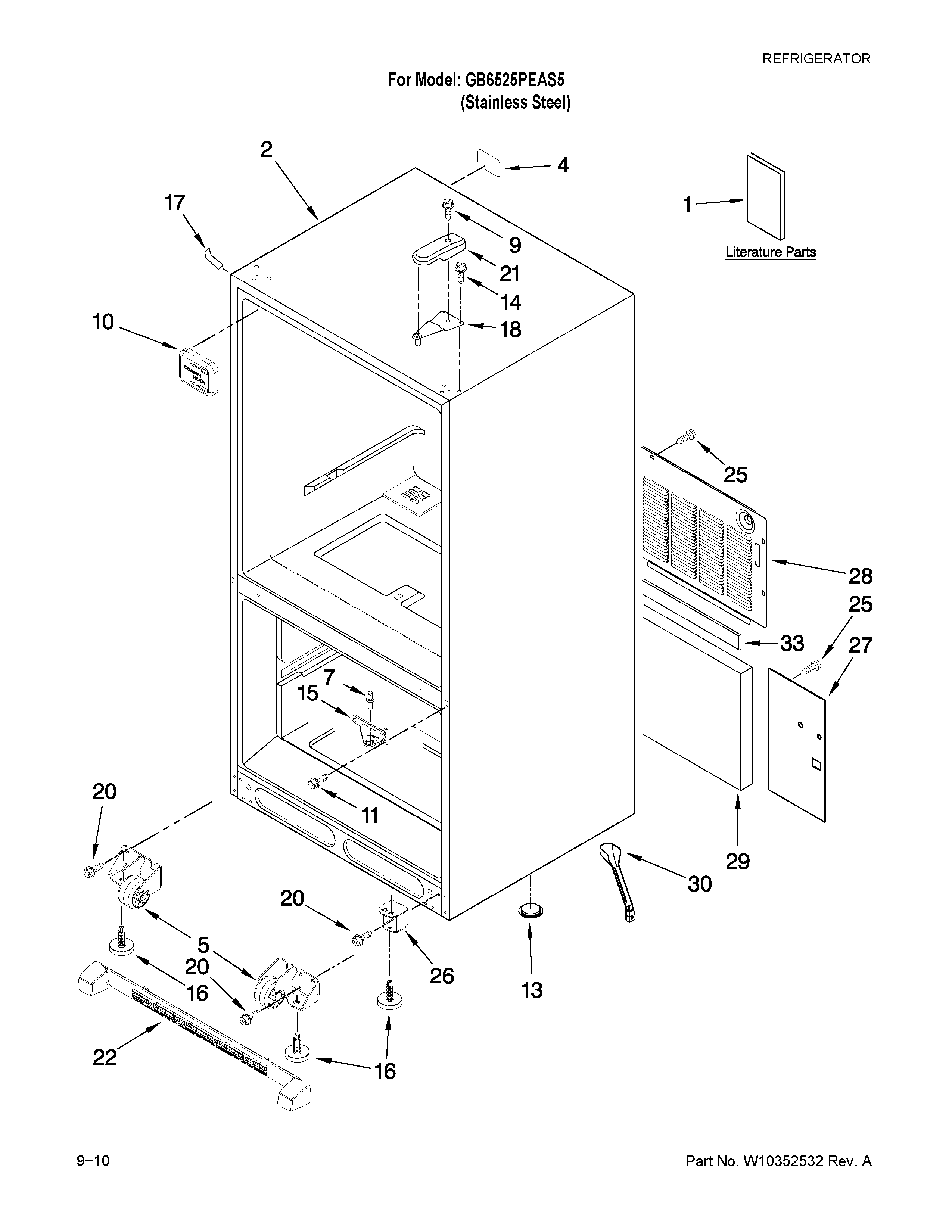 Maytag GB6525PEAS5 cabinet parts diagram