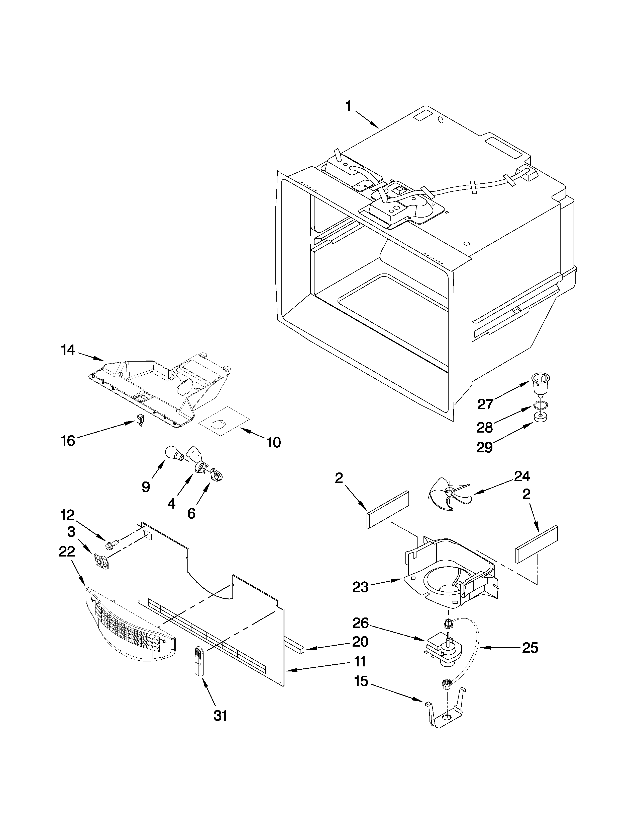 Maytag GB6525PEAS5 freezer liner parts diagram
