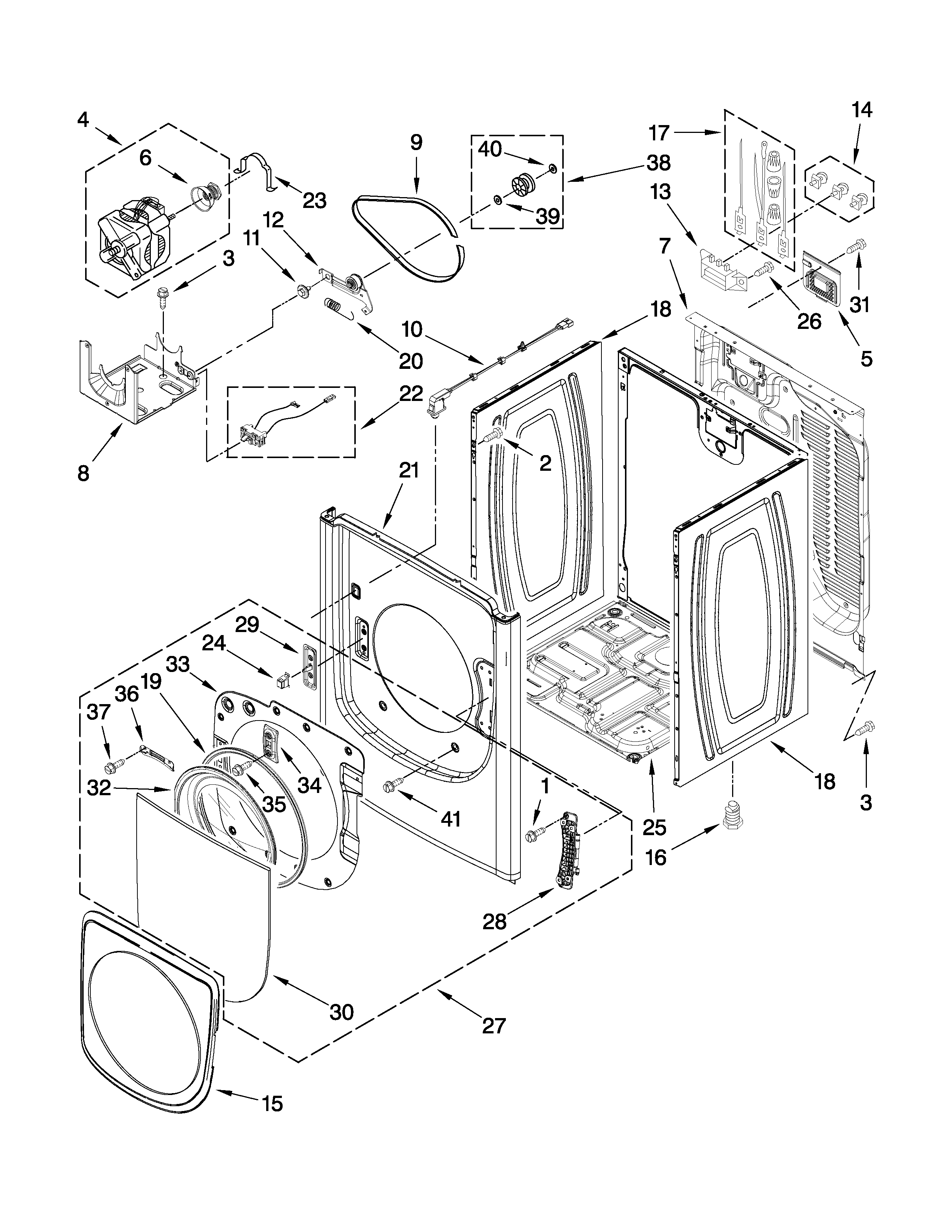 Whirlpool WED7990XG0 cabinet parts diagram