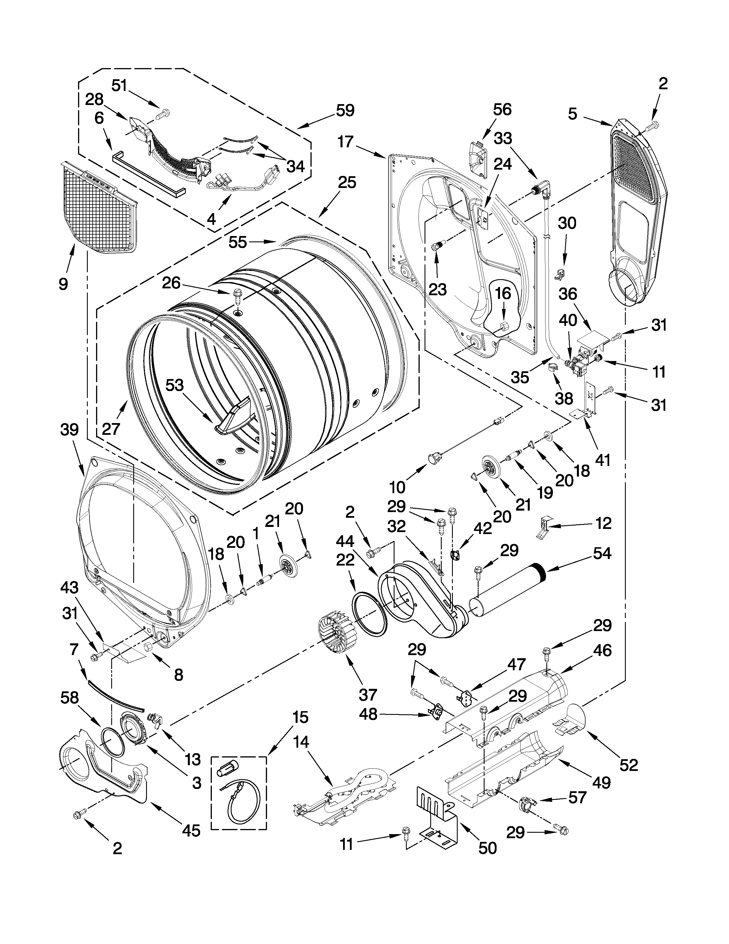 Whirlpool WED7990XG0 bulkhead parts diagram