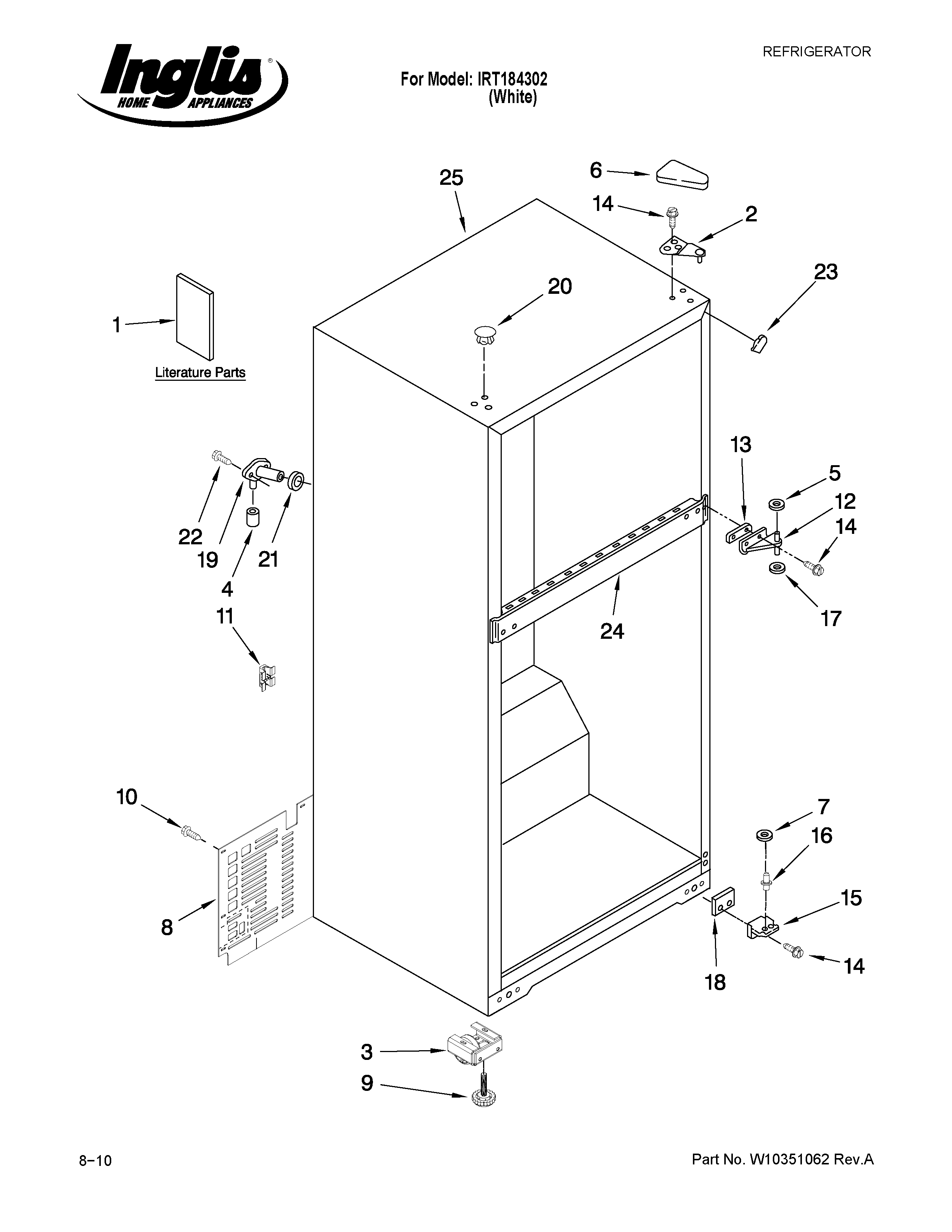 Inglis IRT184302 cabinet parts diagram