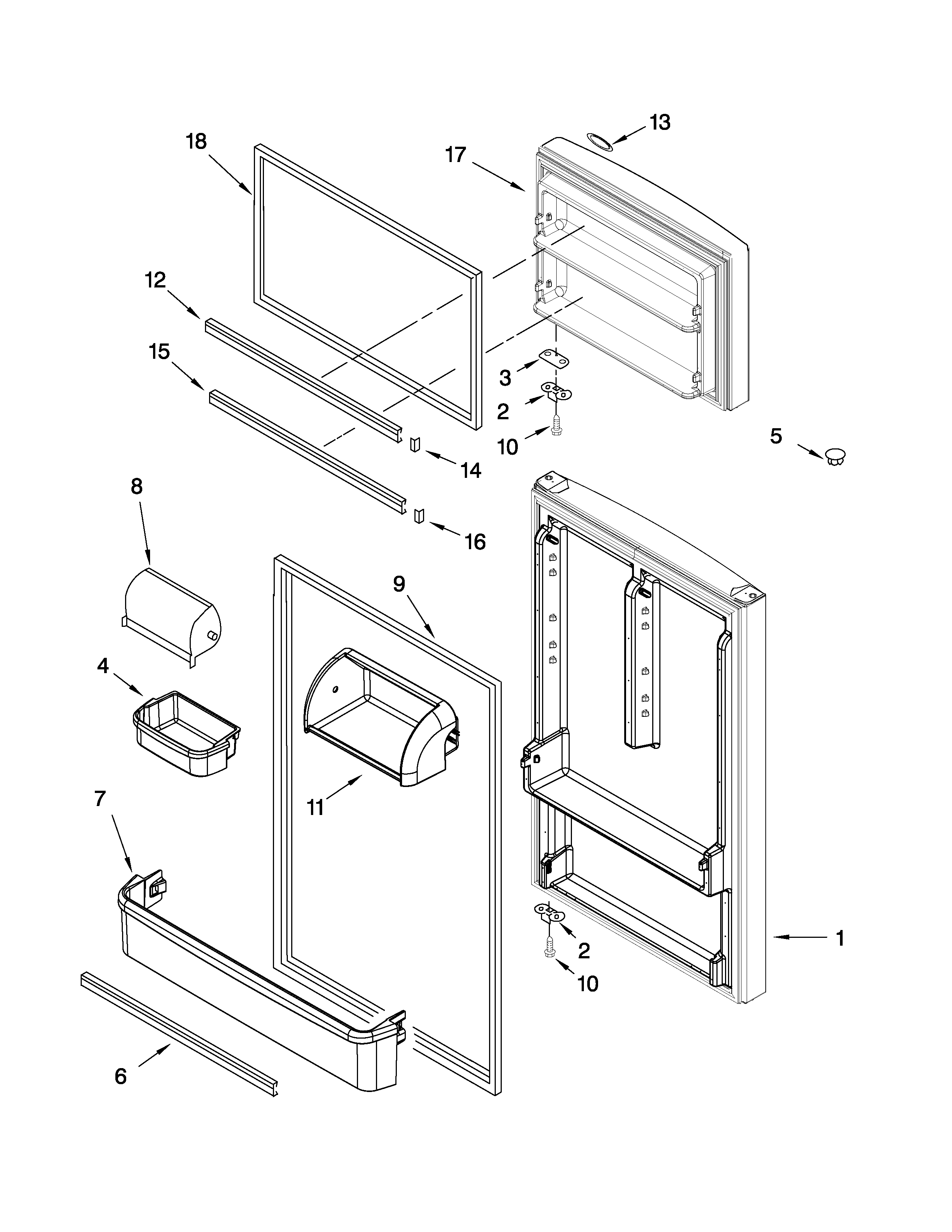 Inglis IRT184302 door parts diagram