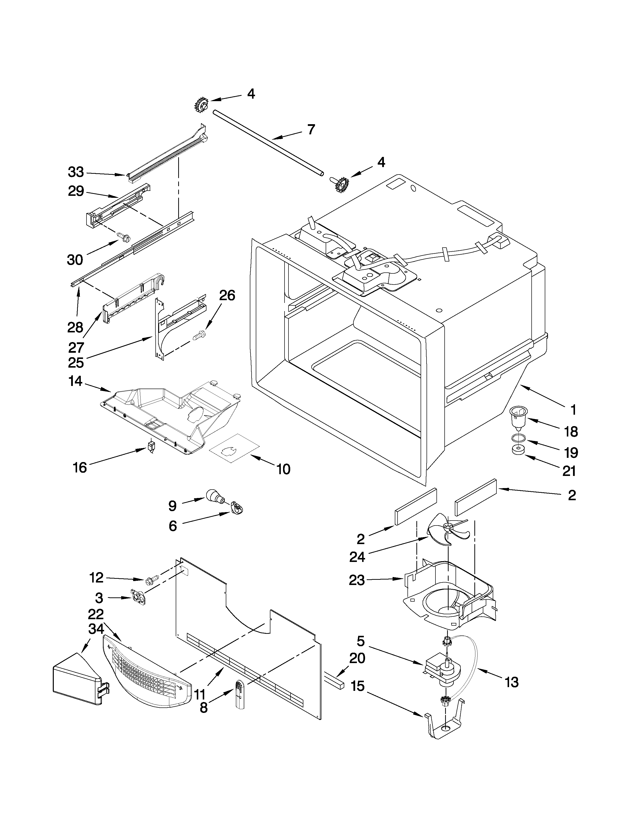 Whirlpool GX2FHDXVY05 freezer liner parts diagram