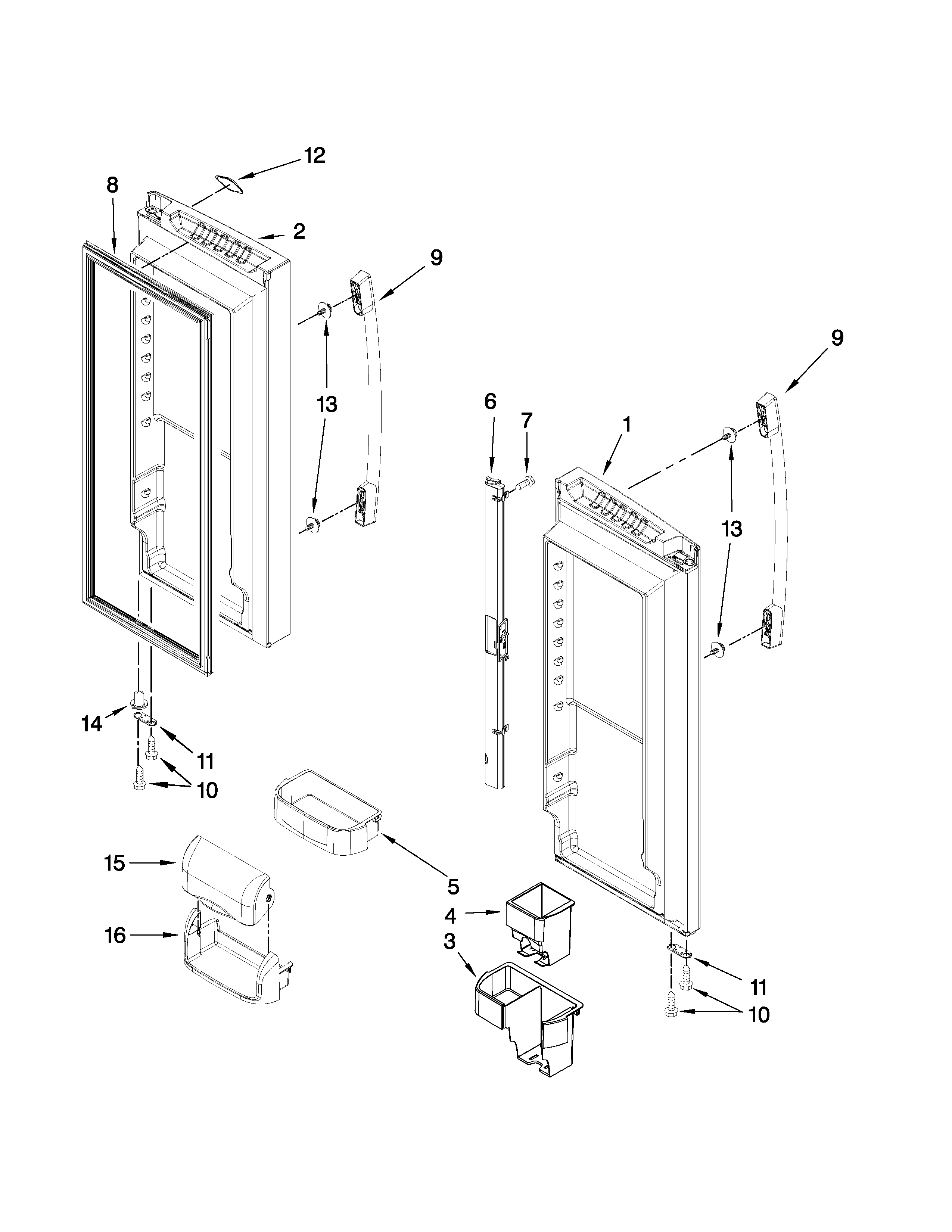 Whirlpool GX2FHDXVY05 refrigerator door parts diagram