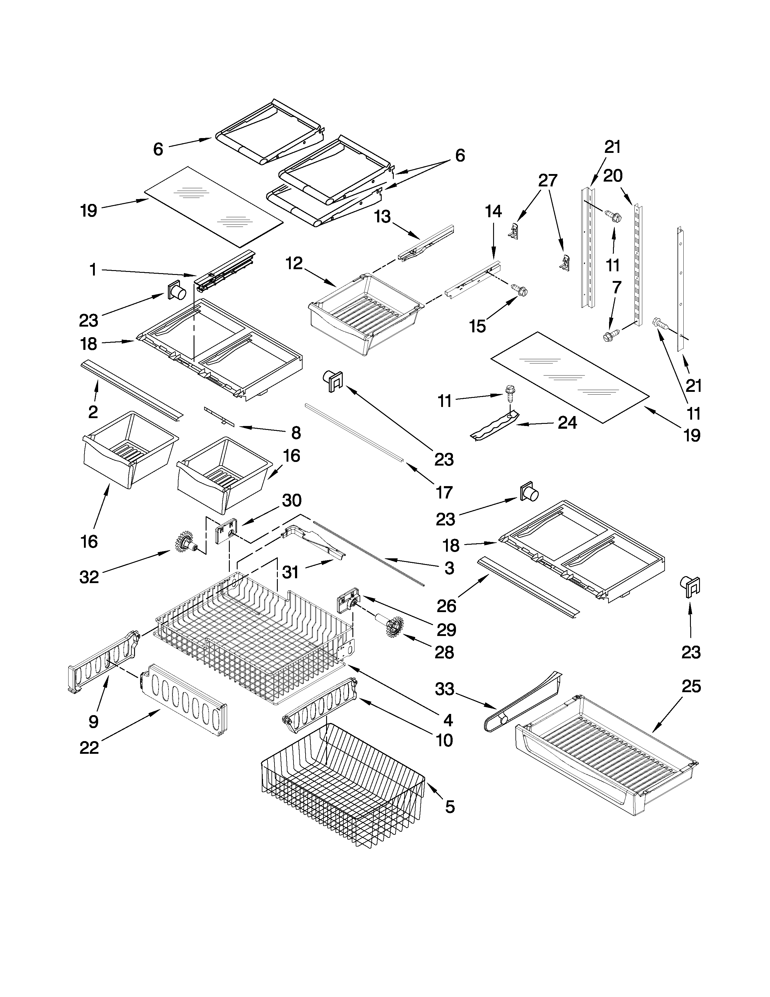 Whirlpool GX2FHDXVY05 shelf parts diagram