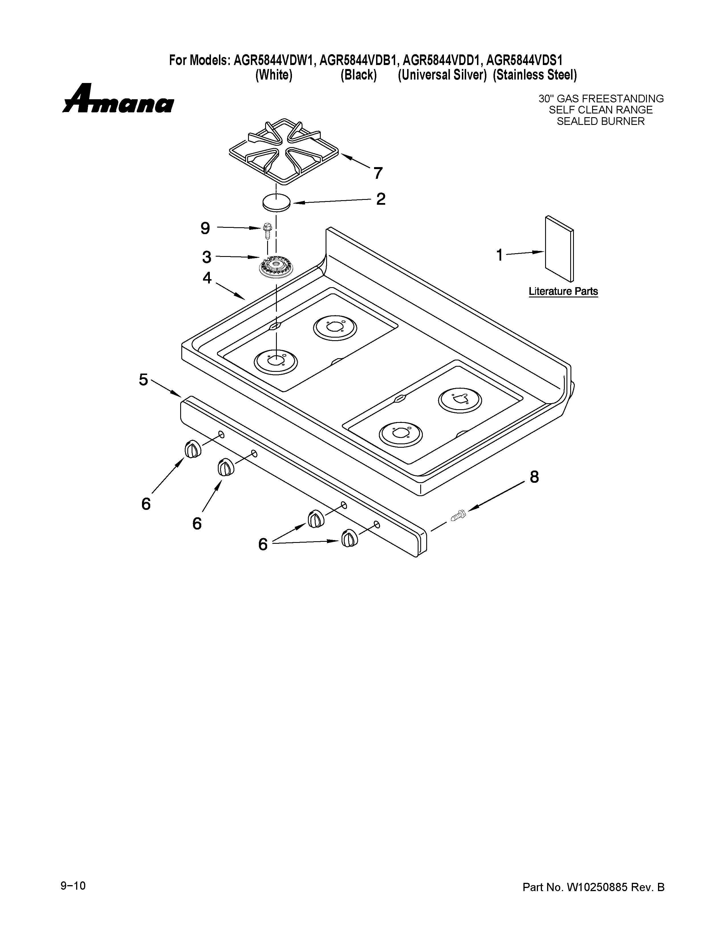 Amana AGR5844VDD1 cooktop parts diagram
