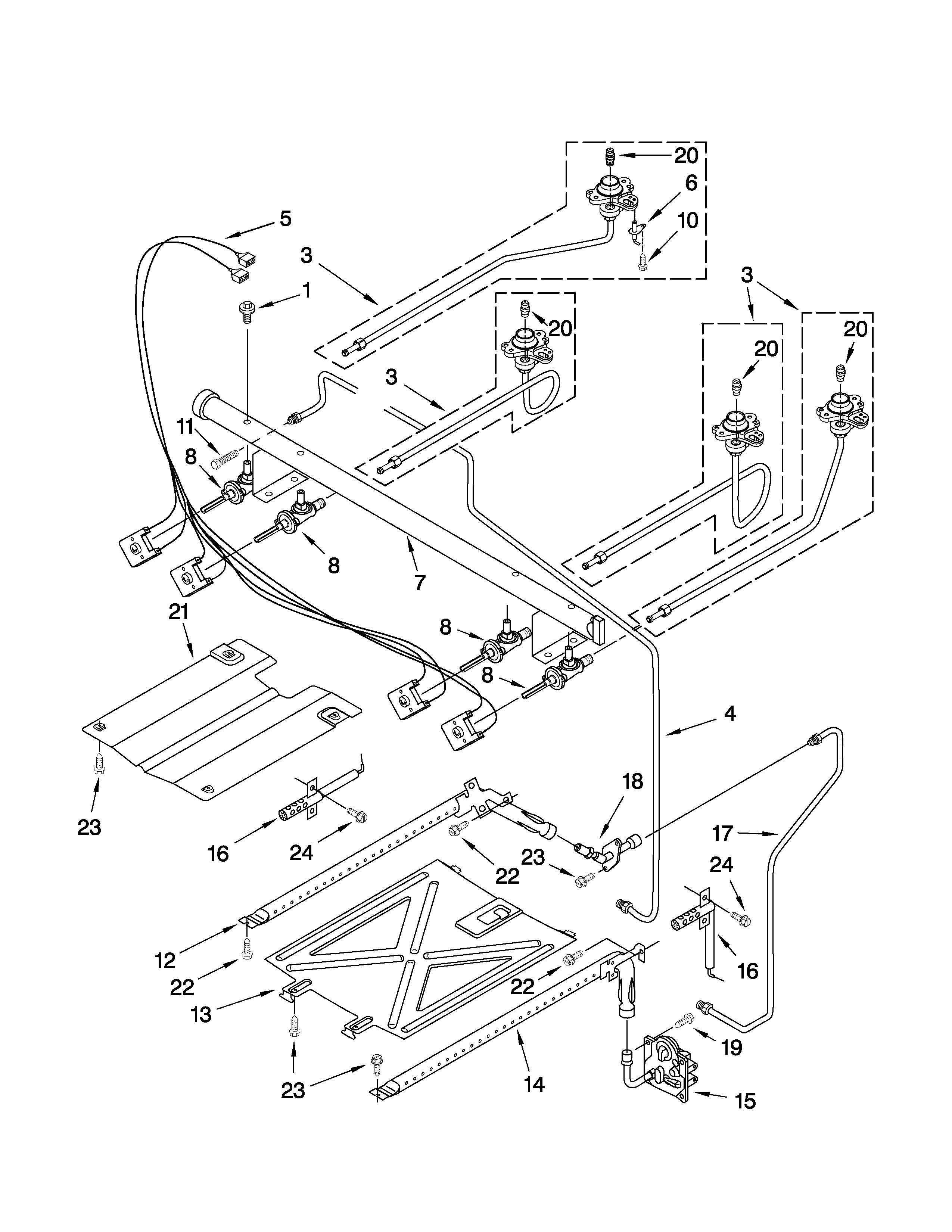 Amana AGR5844VDD1 manifold parts diagram