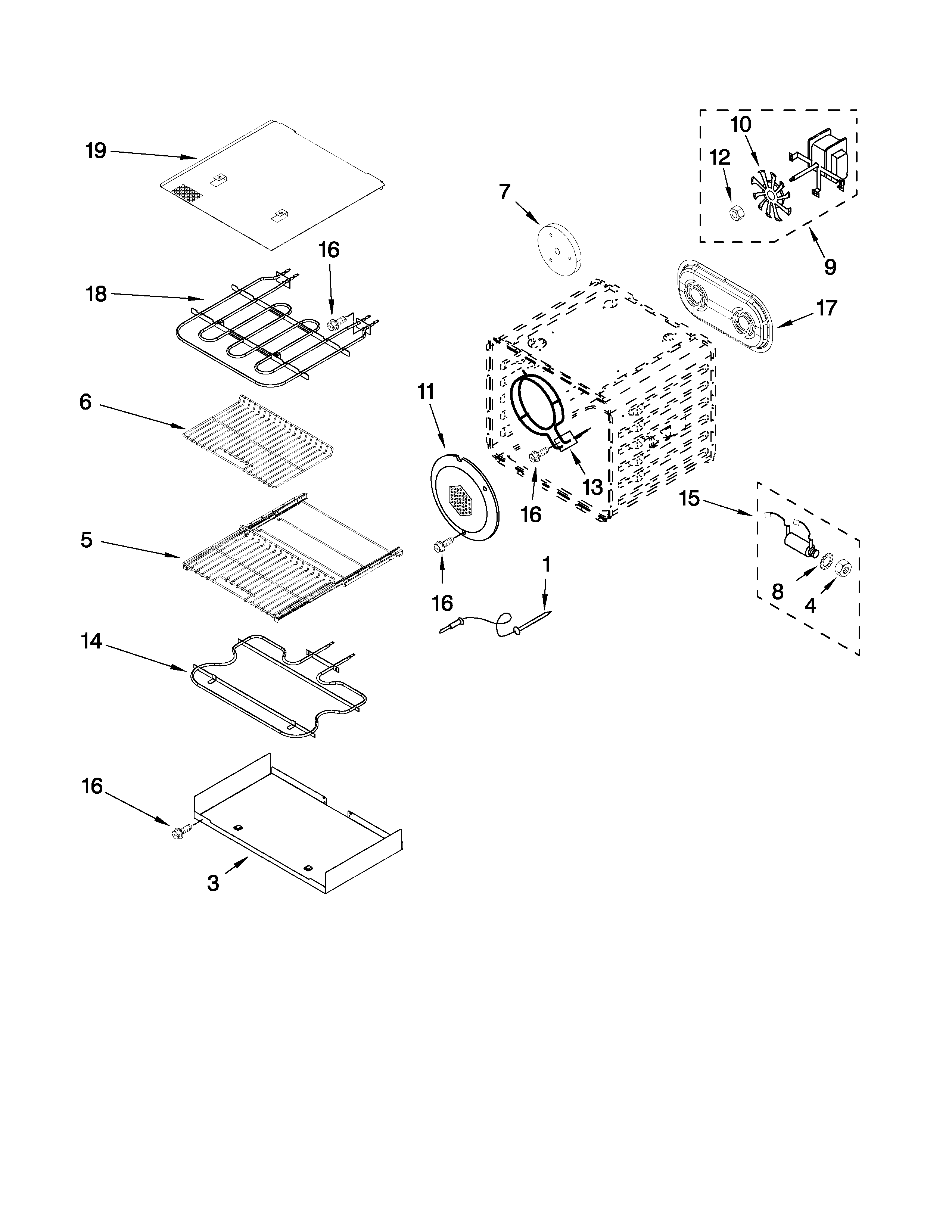 Jenn-Air YJDRP436WP00 internal oven parts diagram