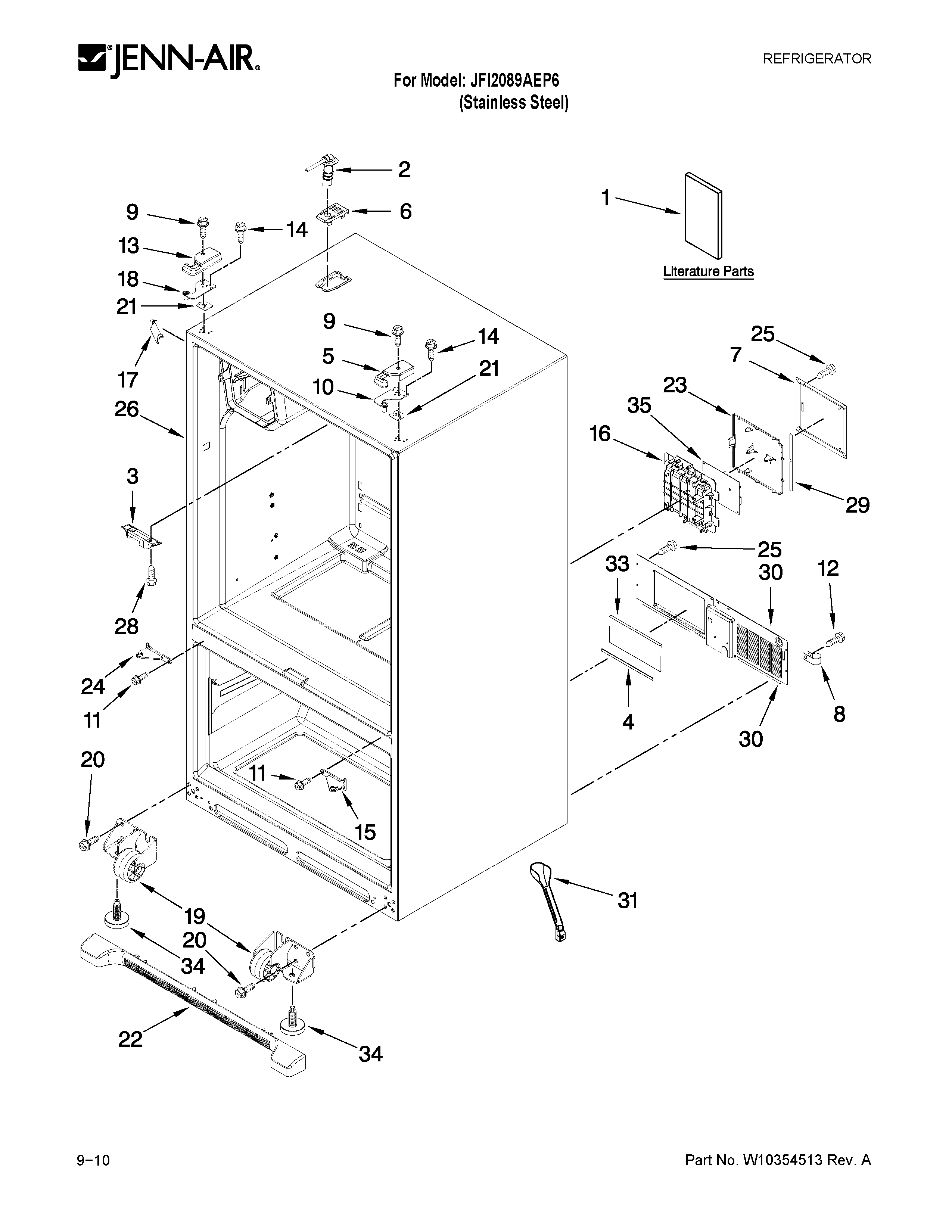 Jenn-Air JFI2089AEP6 cabinet parts diagram