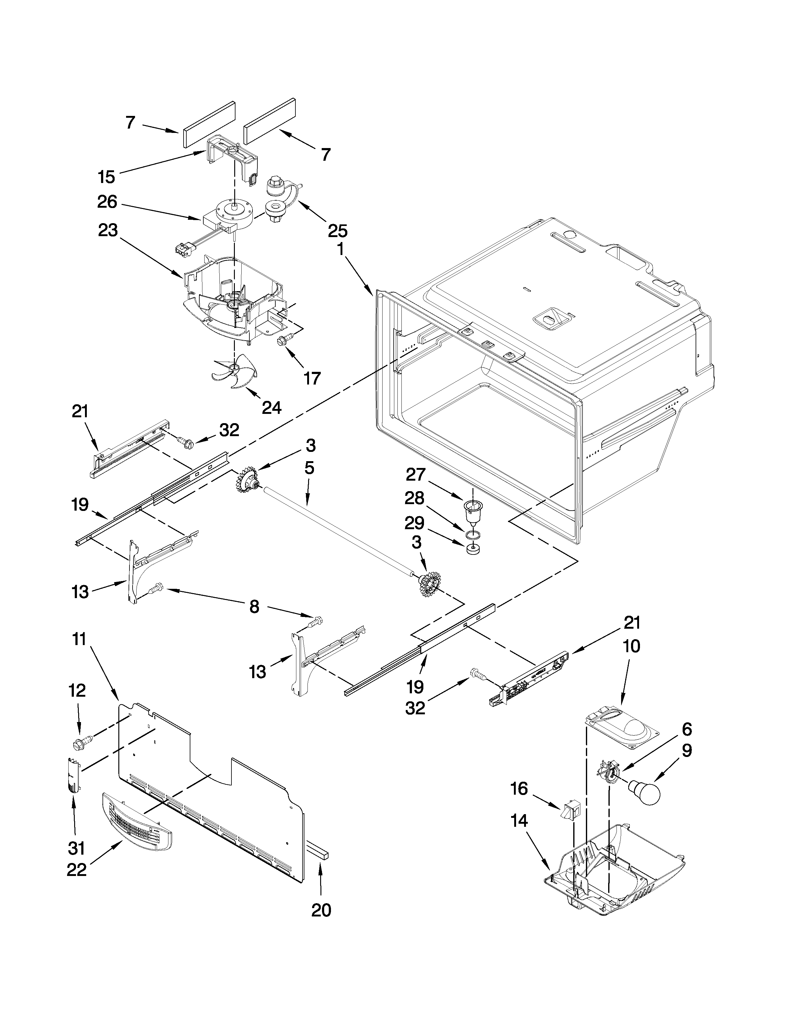 Jenn-Air JFI2089AEP6 freezer liner parts diagram