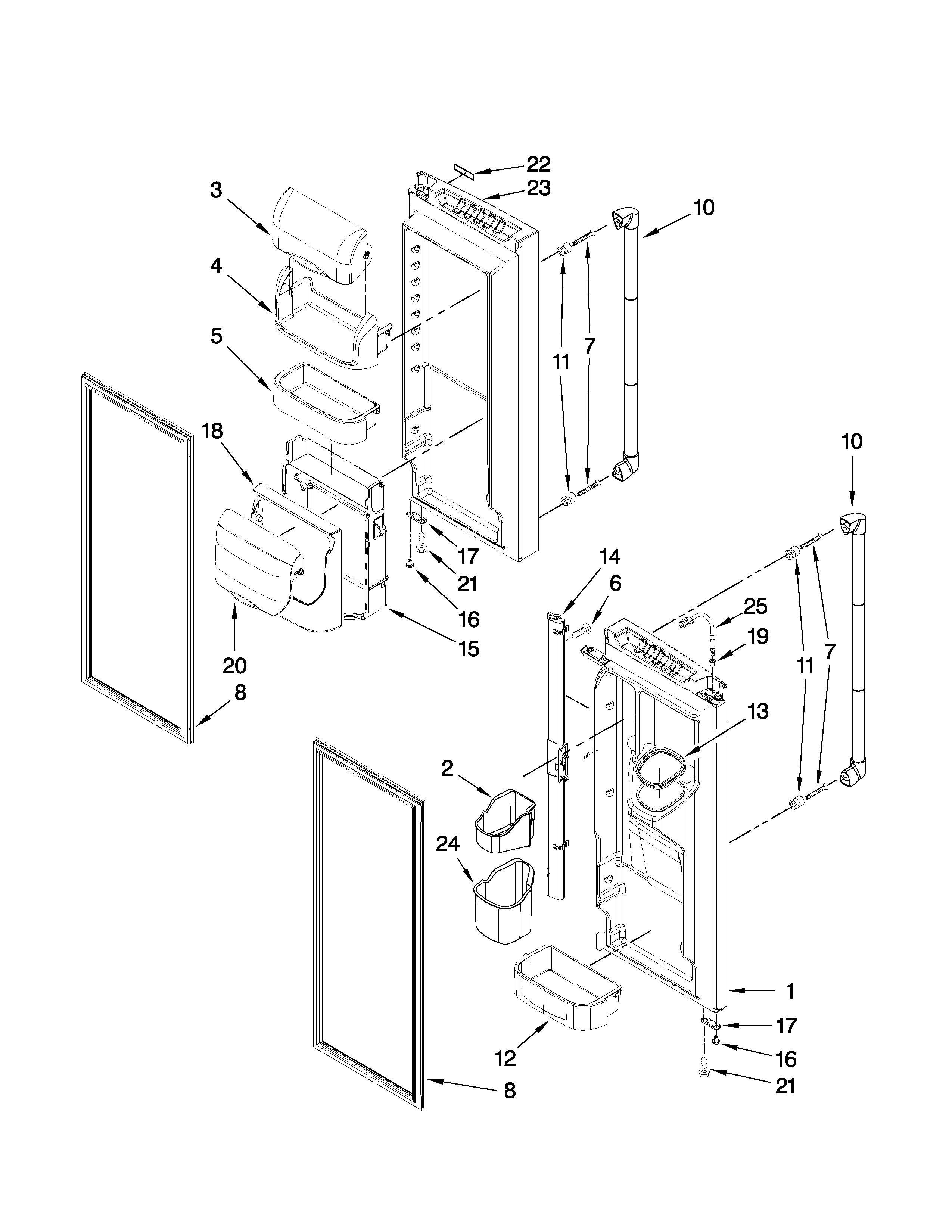 Jenn-Air JFI2089AEP6 refrigerator door parts diagram