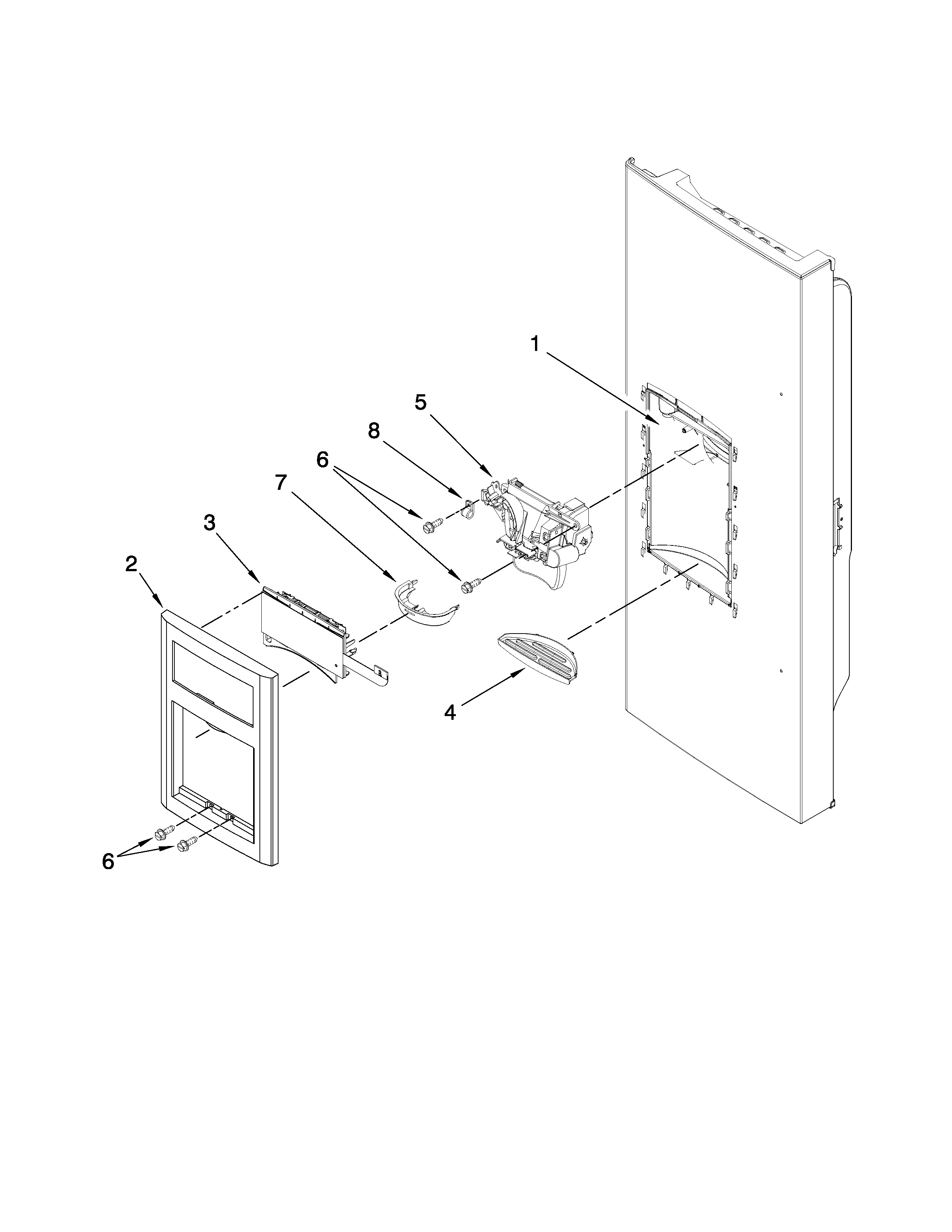 Jenn-Air JFI2089AEP6 dispenser front parts diagram