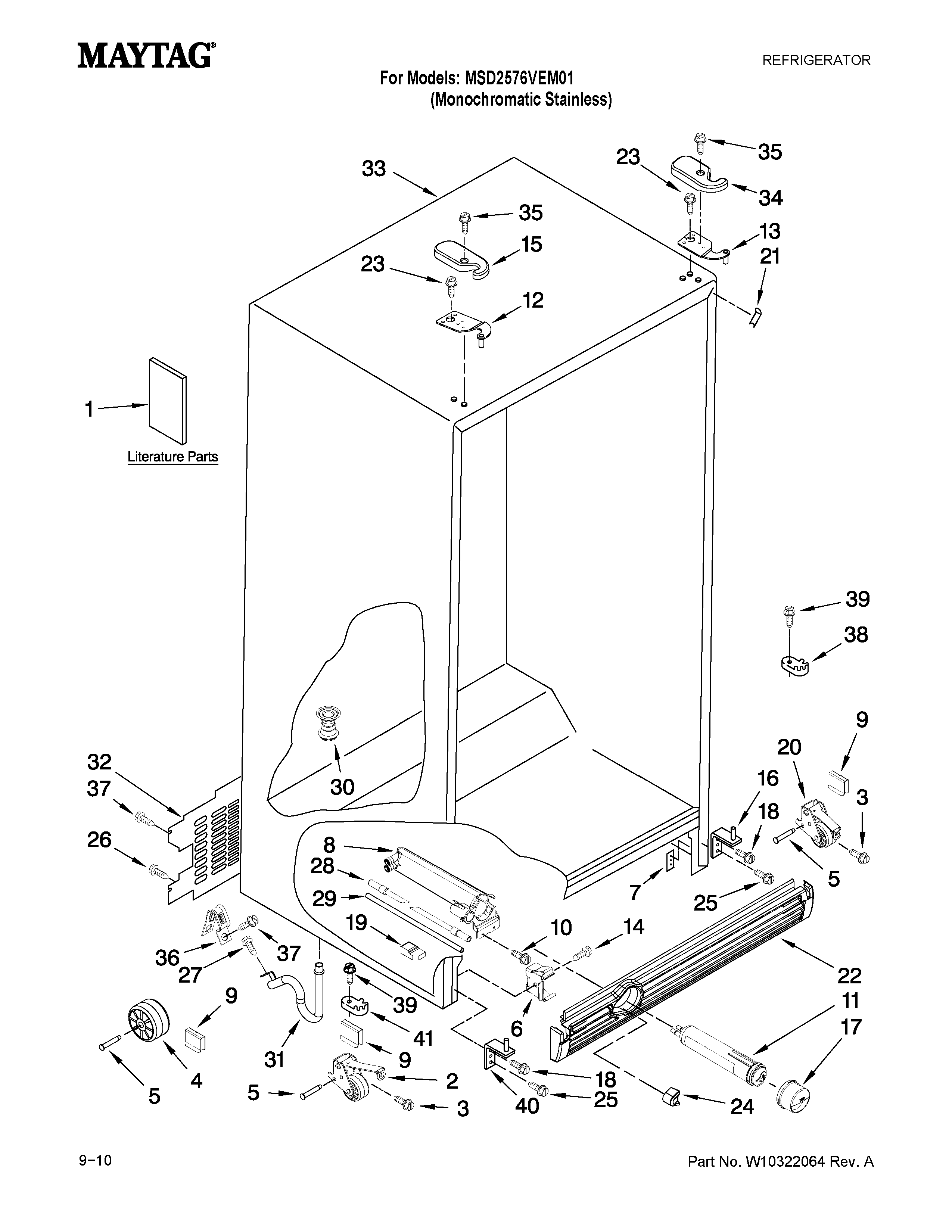 Maytag MSD2576VEM01 cabinet parts diagram