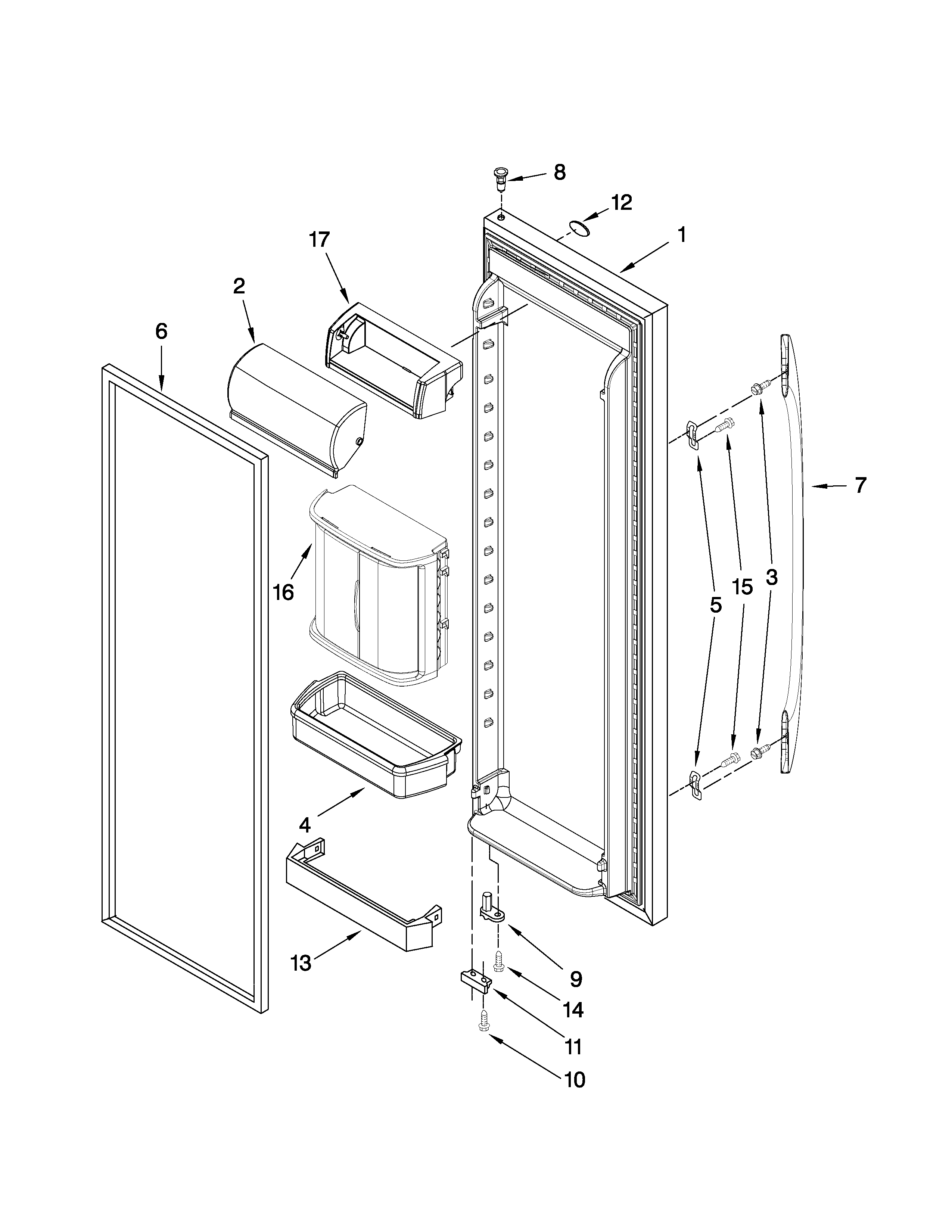 Maytag MSD2576VEM01 refrigerator door parts diagram