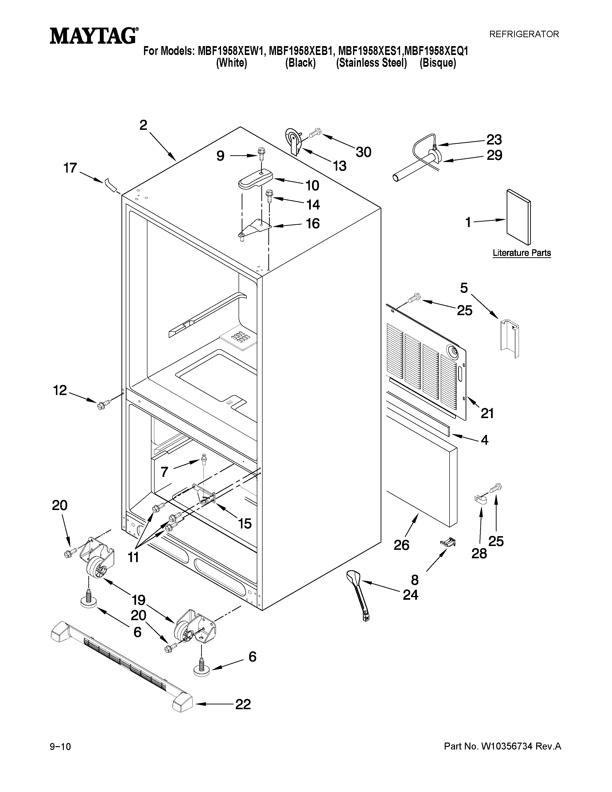 Maytag MBF1958XEW1 cabinet parts diagram
