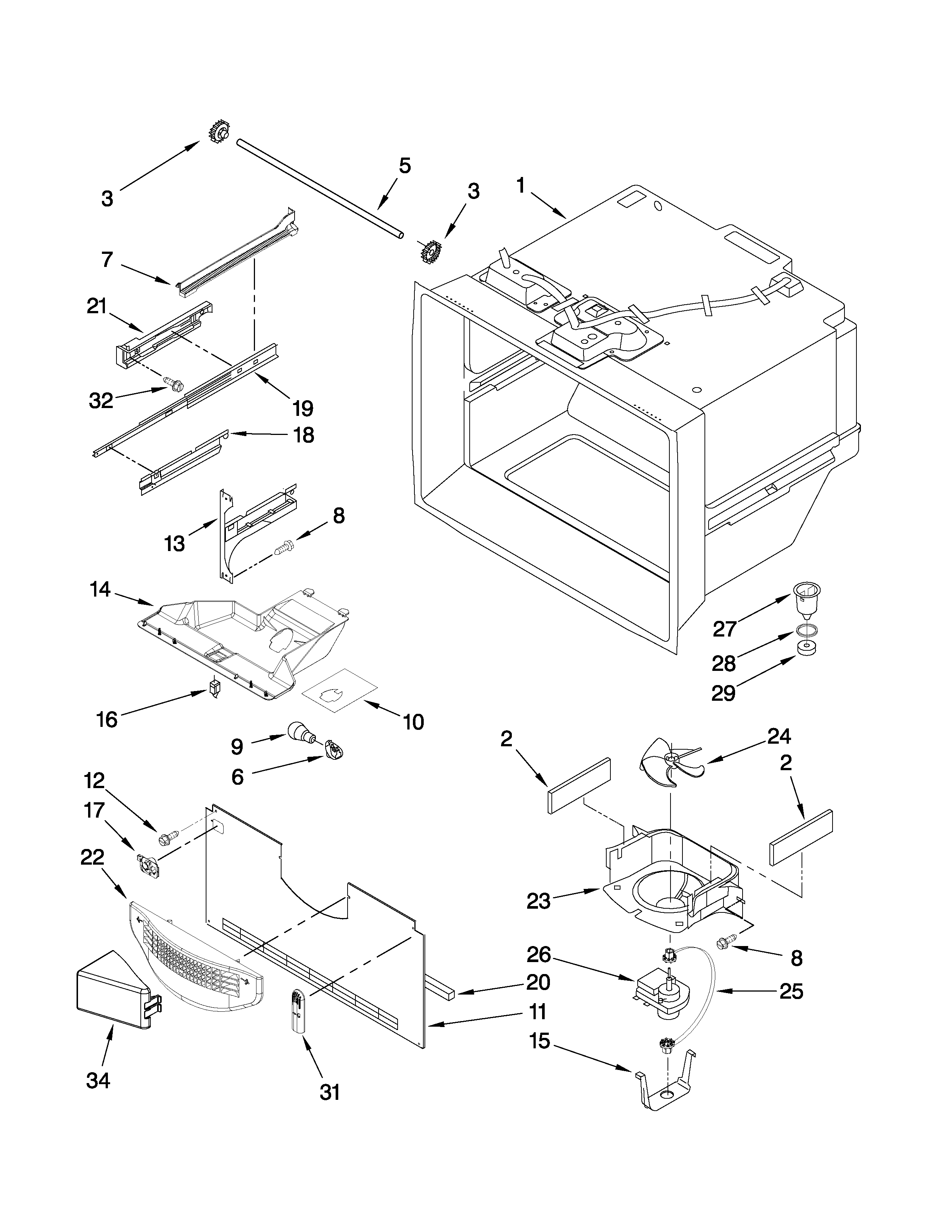 Maytag MBF1958XEW1 freezer liner parts diagram