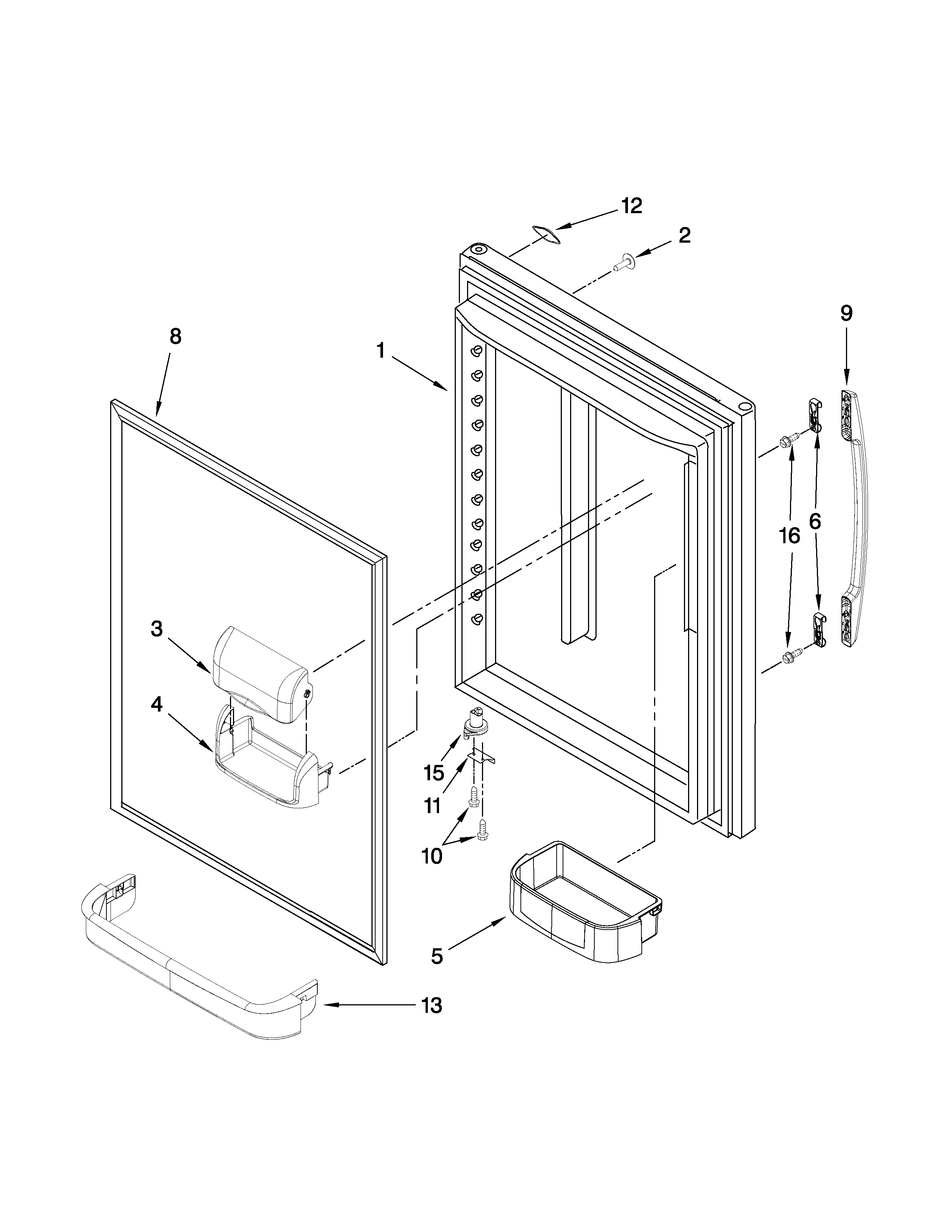 Maytag MBF1958XEW1 refrigerator door parts diagram