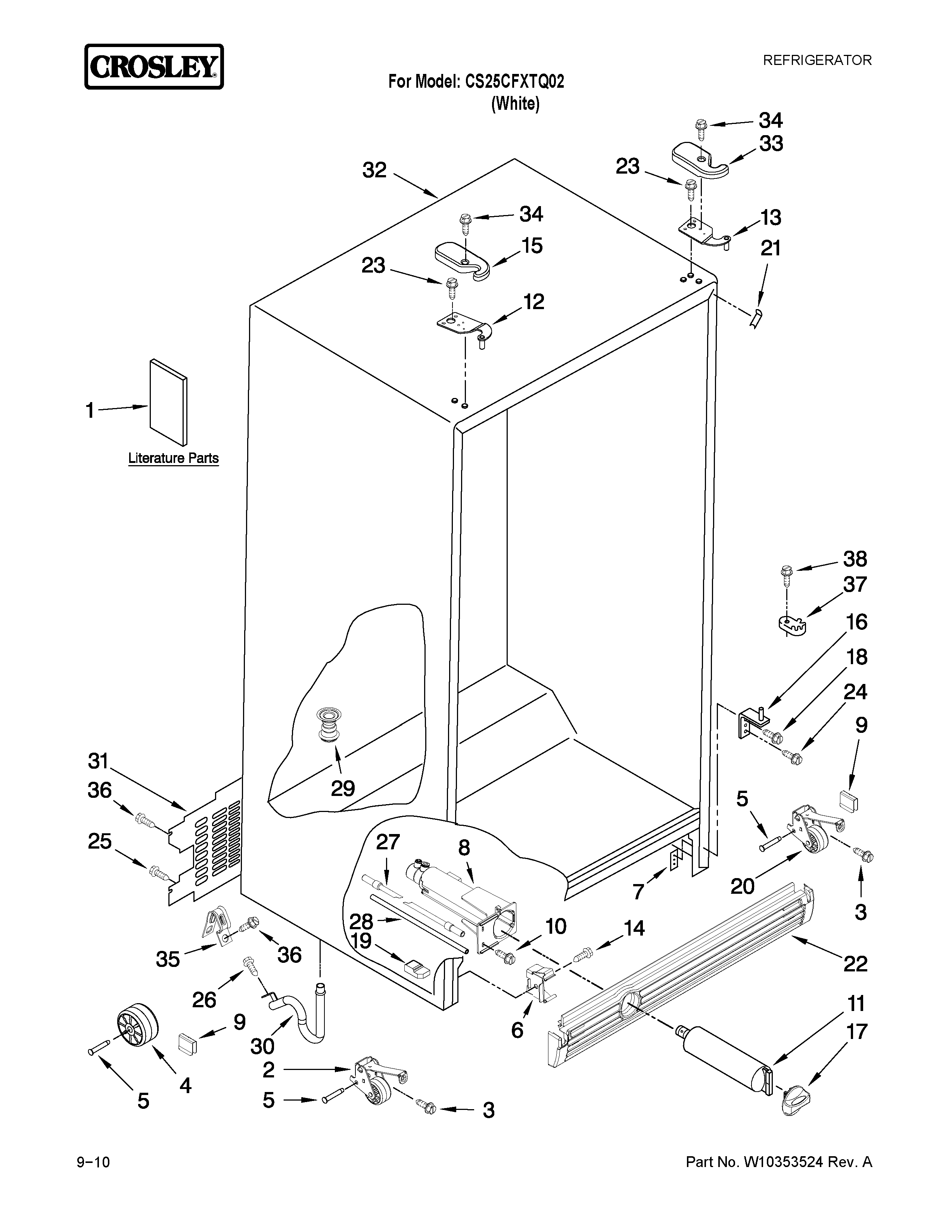 Crosley CS25CFXTQ02 cabinet parts diagram