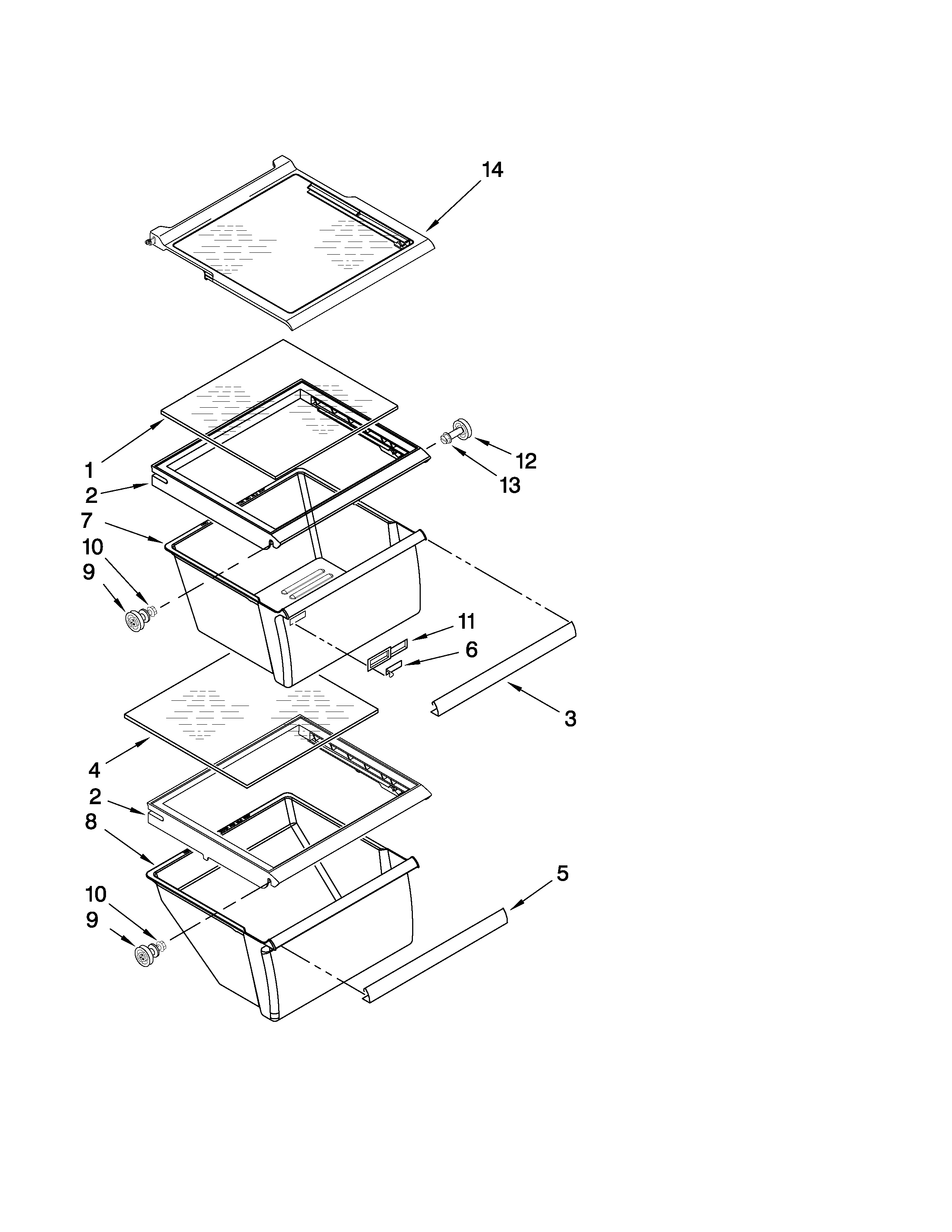 Crosley CS25CFXTQ02 refrigerator shelf parts diagram
