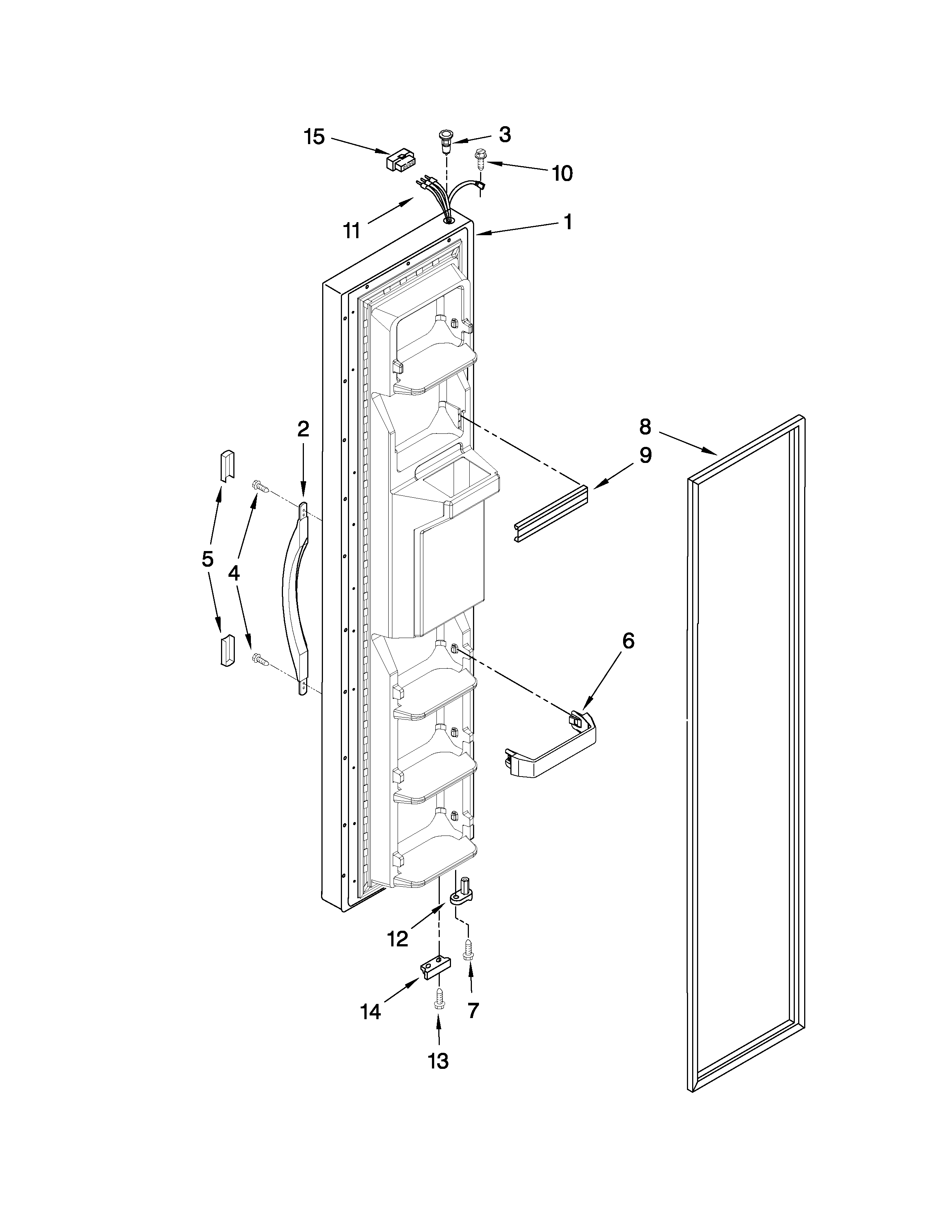 Crosley CS25CFXTQ02 freezer door parts diagram