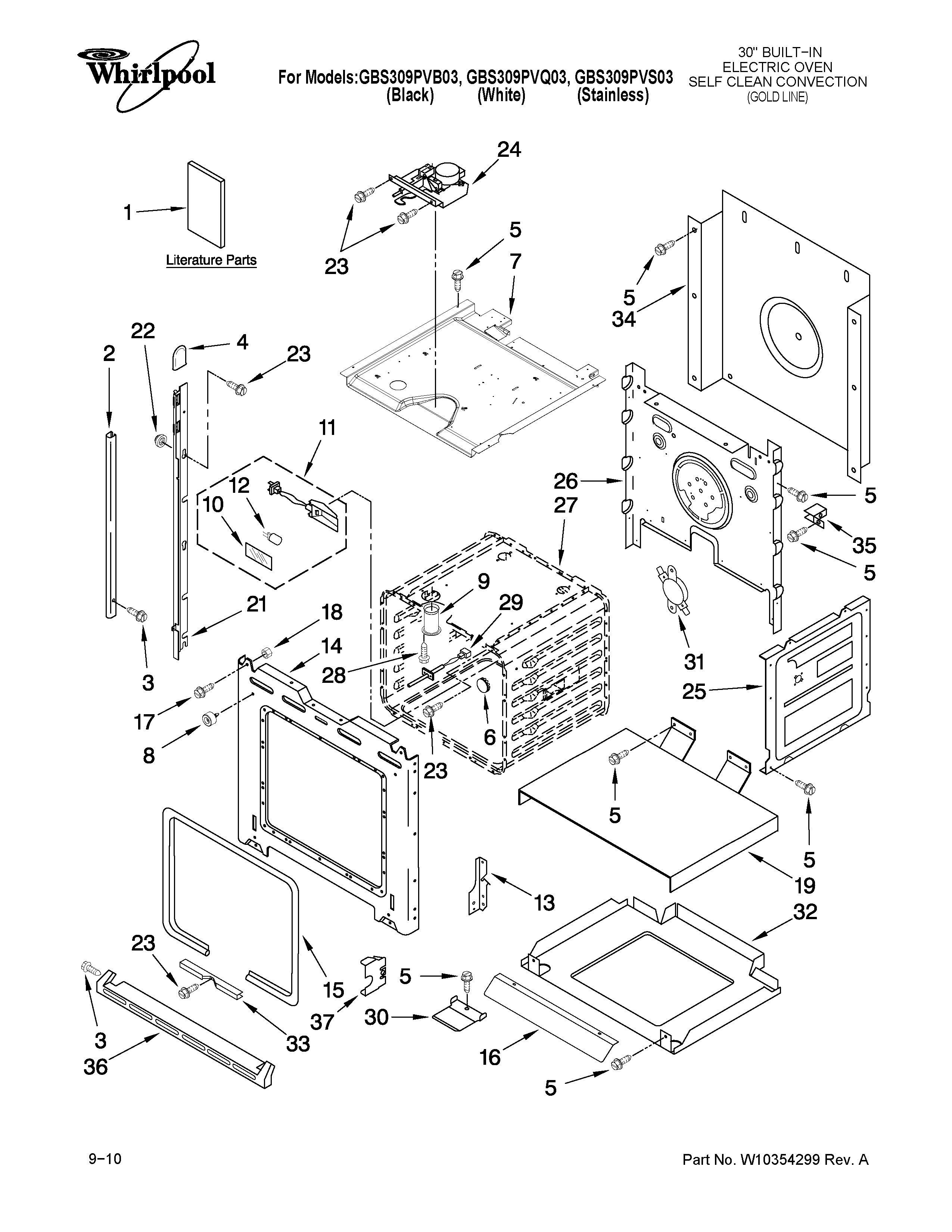 Whirlpool GBS309PVB03 oven parts diagram