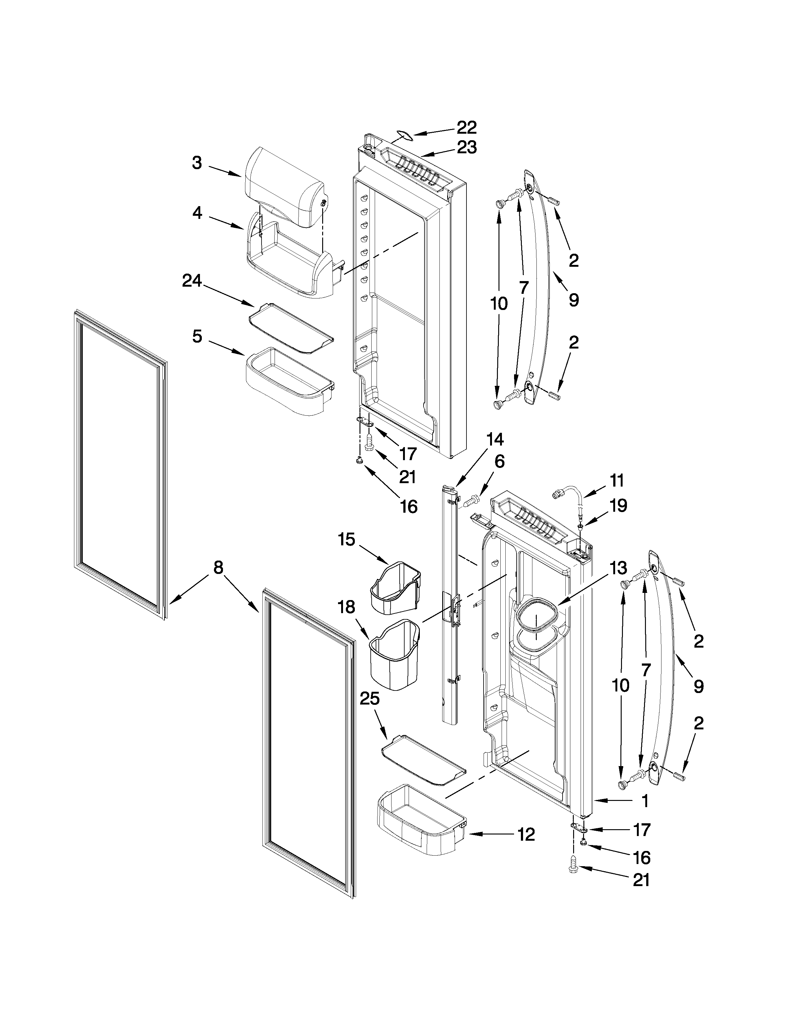 KitchenAid KFIS20XVWH2 refrigerator door parts diagram
