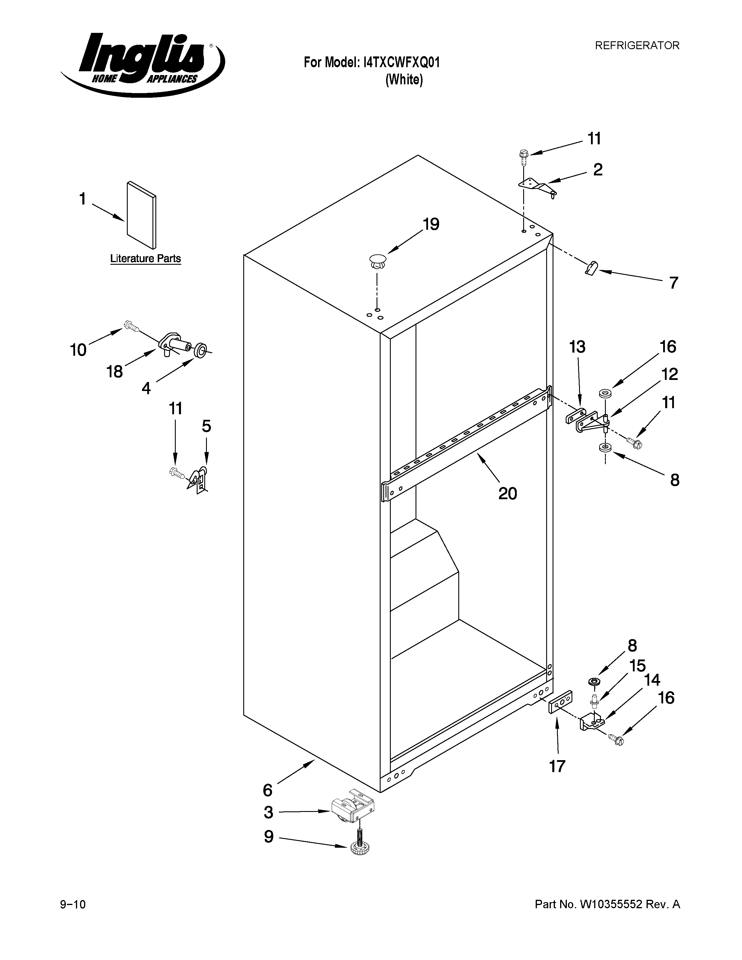 Inglis I4TXCWFXQ01 cabinet parts diagram