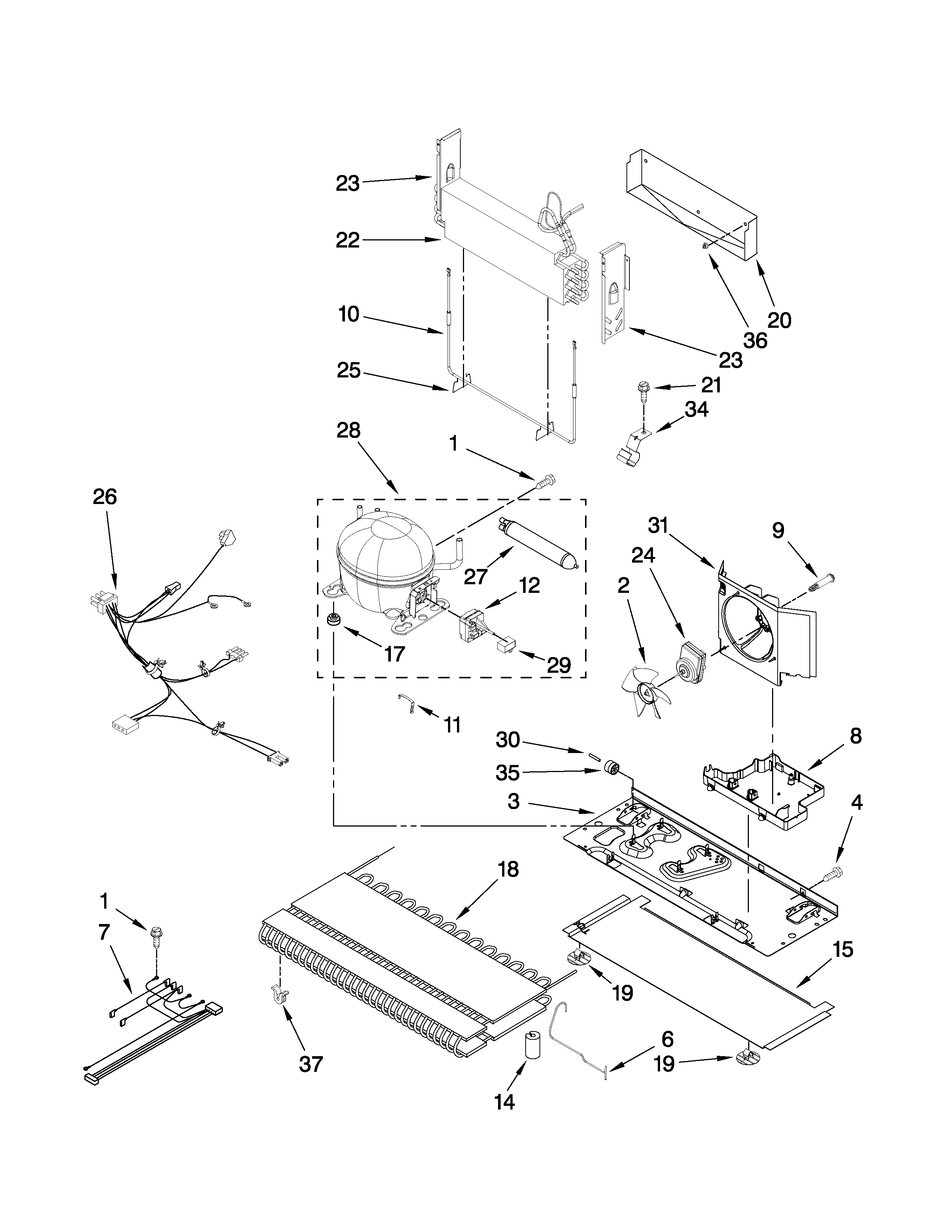KitchenAid KBRS19KTWH5 unit parts diagram