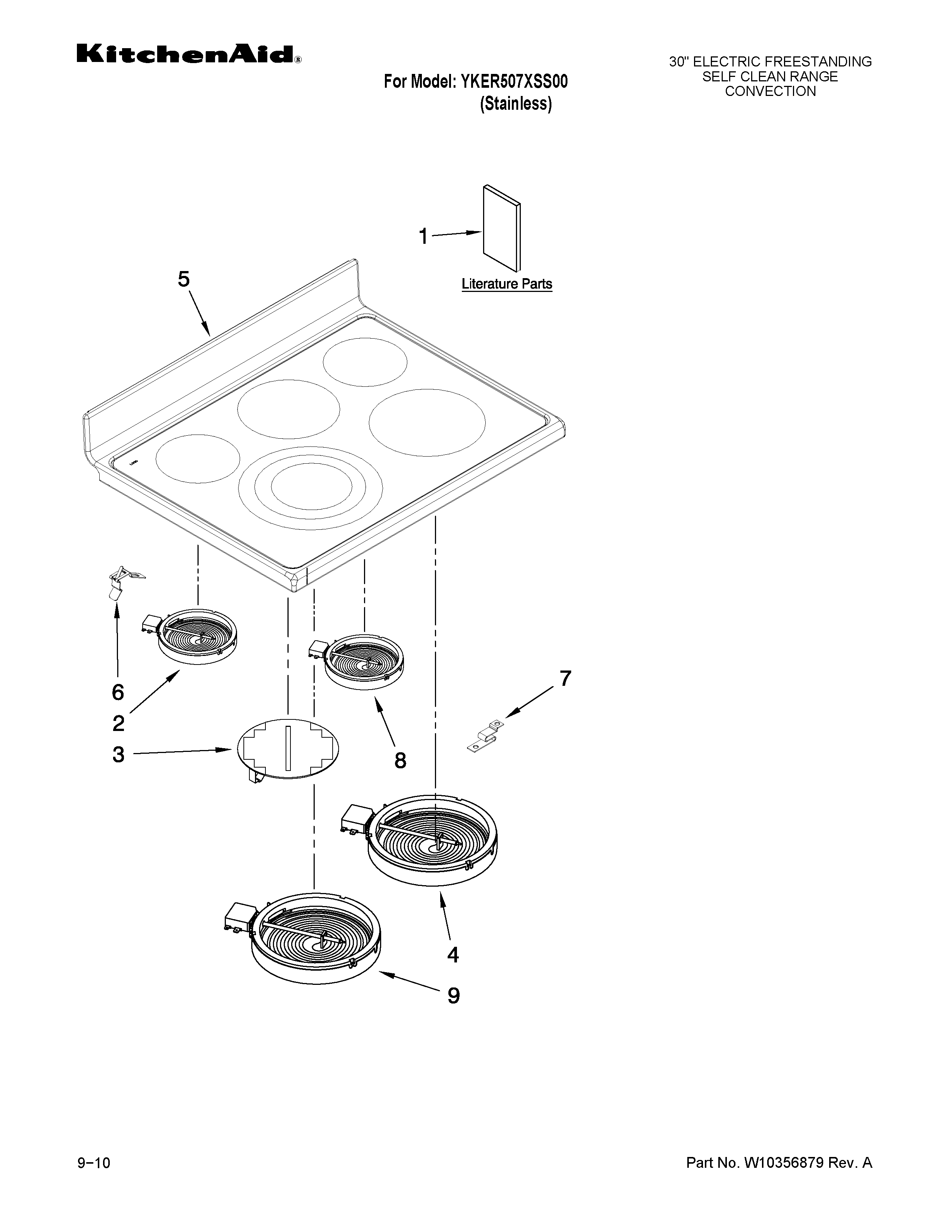 KitchenAid YKER507XSS00 cooktop parts diagram