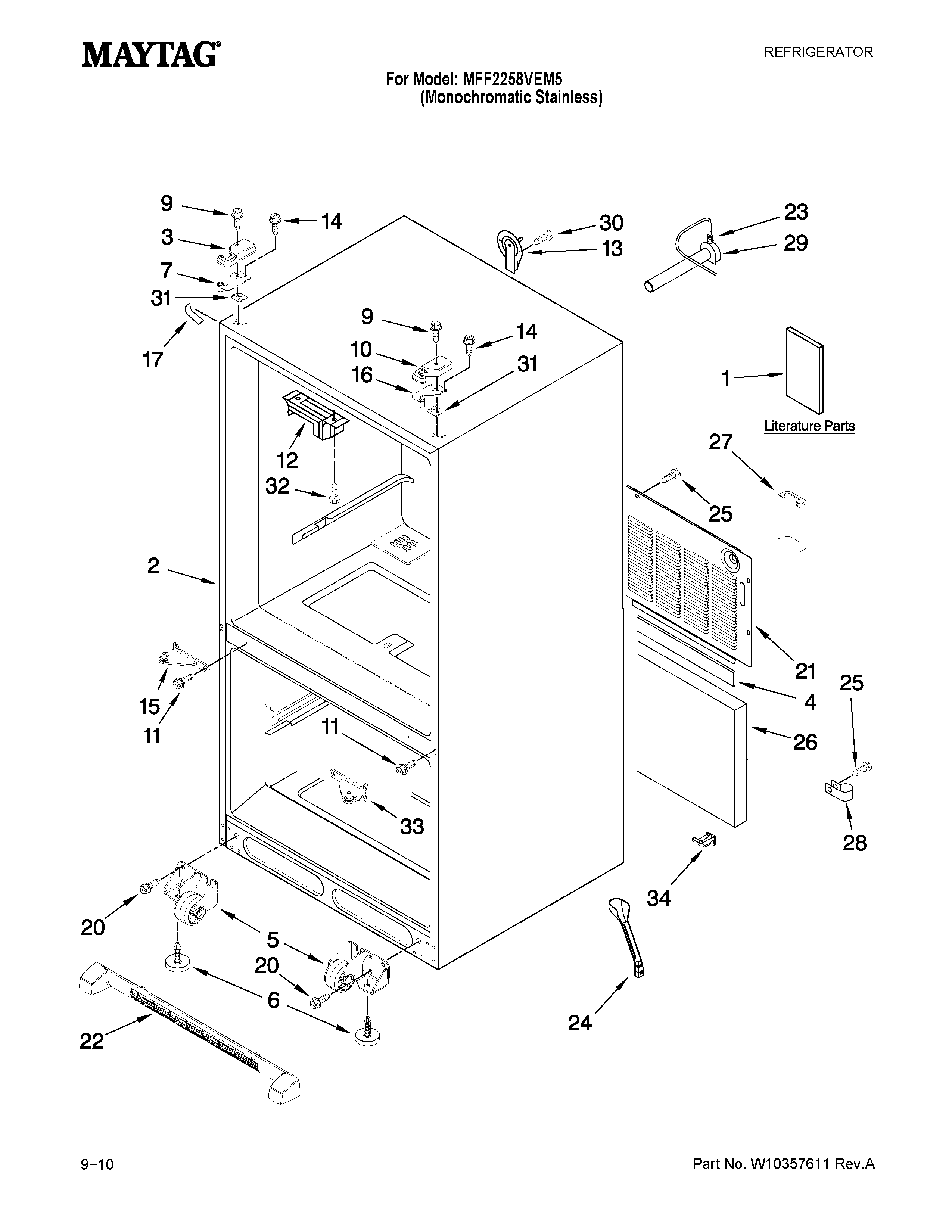 Maytag MFF2258VEM5 cabinet parts diagram