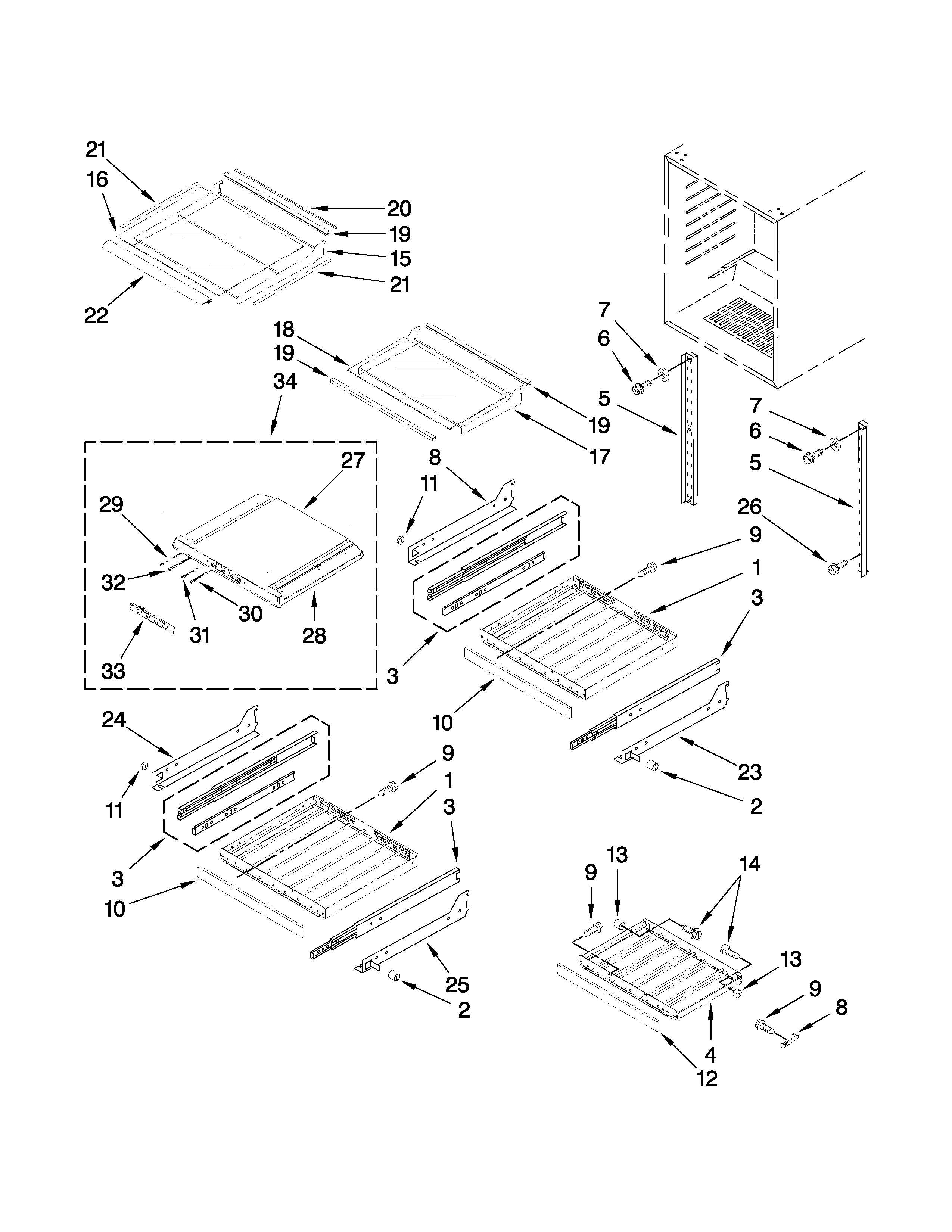 Jenn-Air JUB248RBCX03 shelf parts diagram
