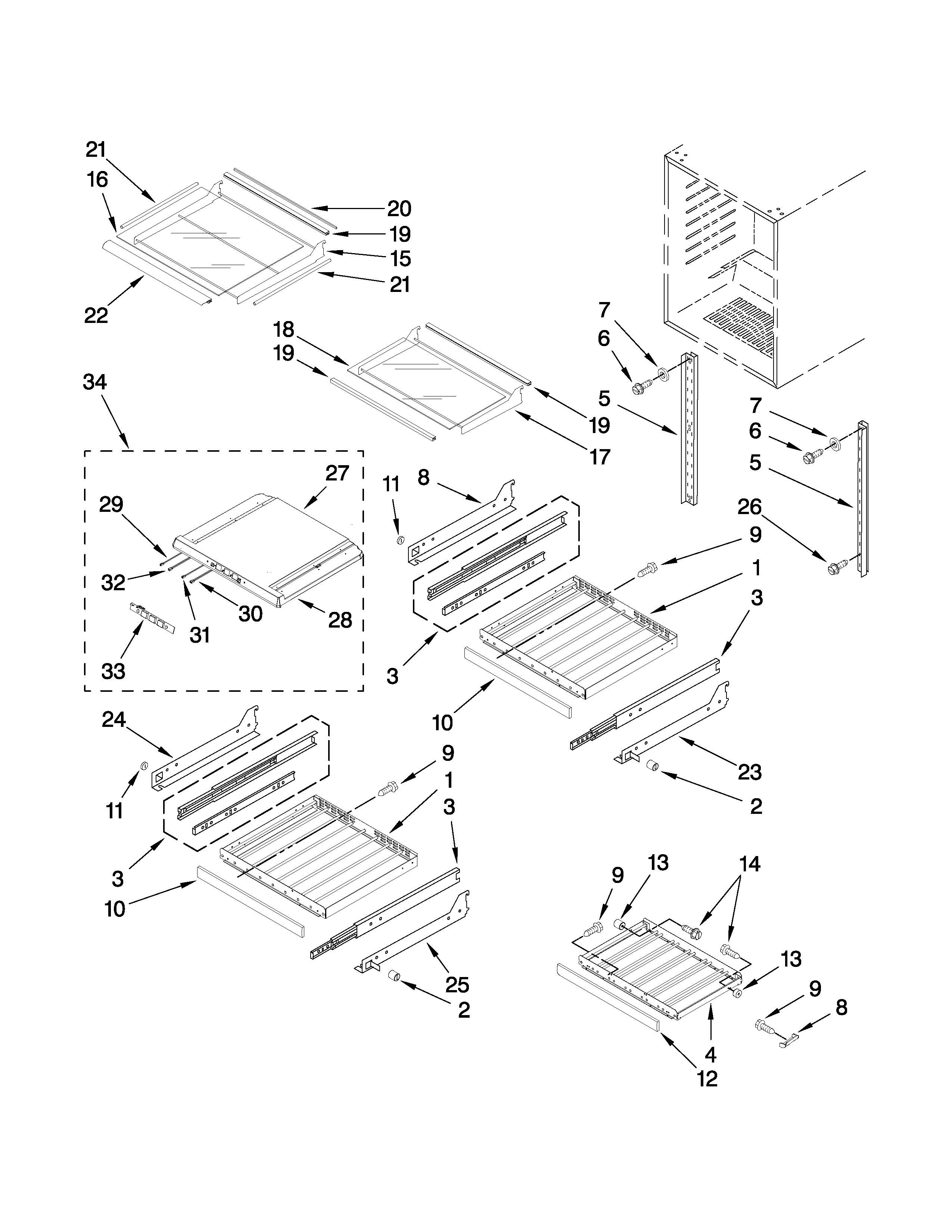 Jenn-Air JUB248LBCX03 shelf parts diagram
