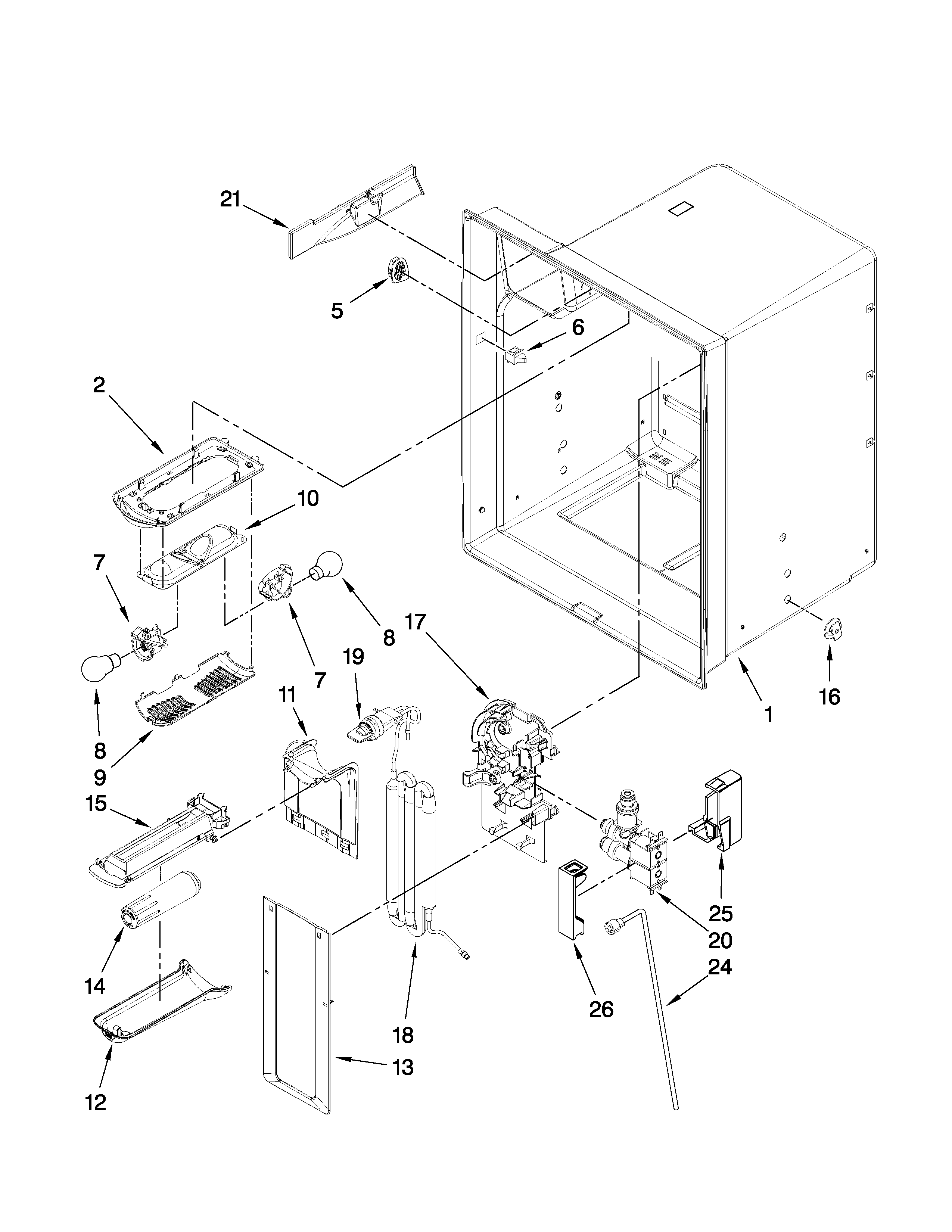 Whirlpool GI6FARXXY00 refrigerator liner parts diagram