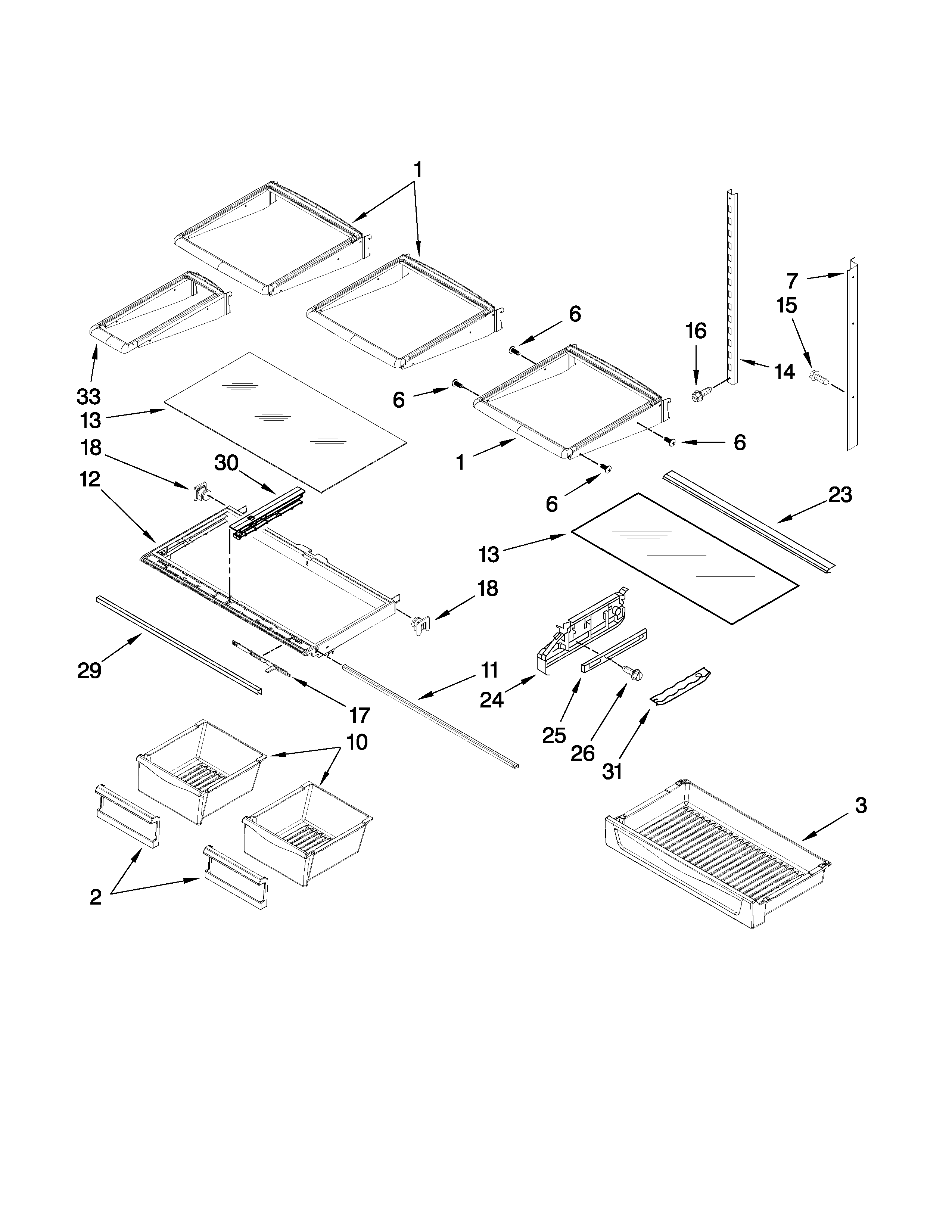 Whirlpool GI6FARXXY00 shelf parts diagram