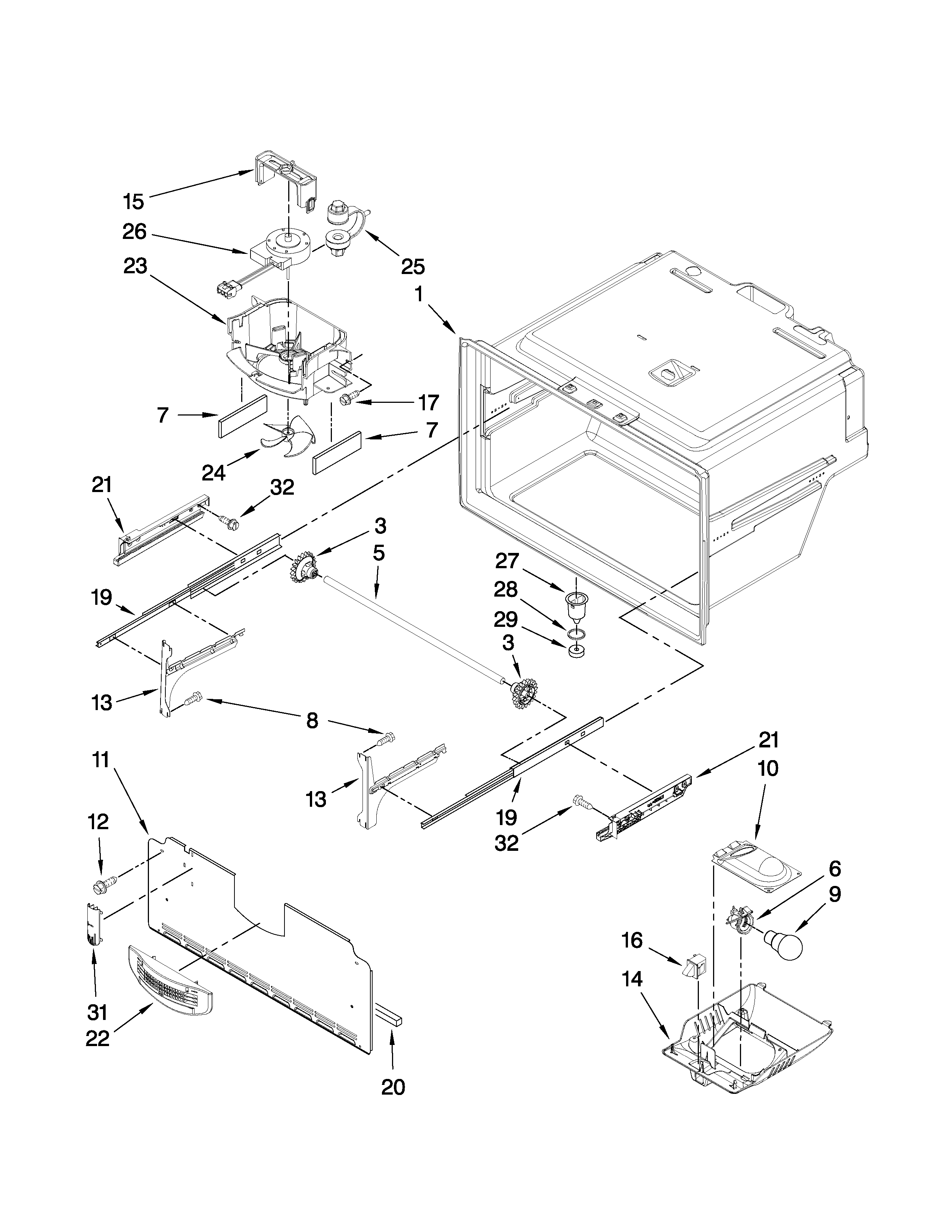 Whirlpool GI6FARXXY00 freezer liner parts diagram
