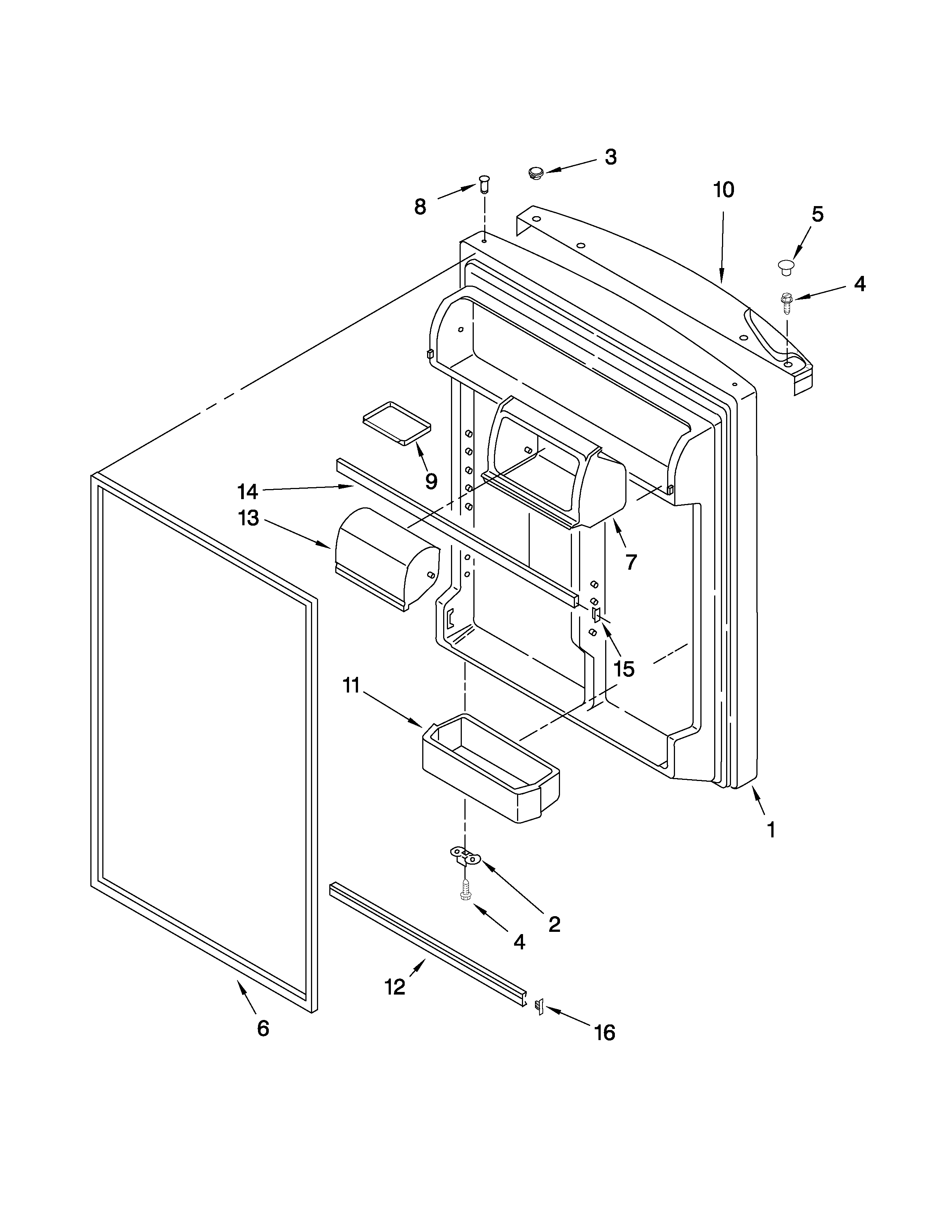 Whirlpool 5GR2SHKXLQ05 refrigerator door parts diagram