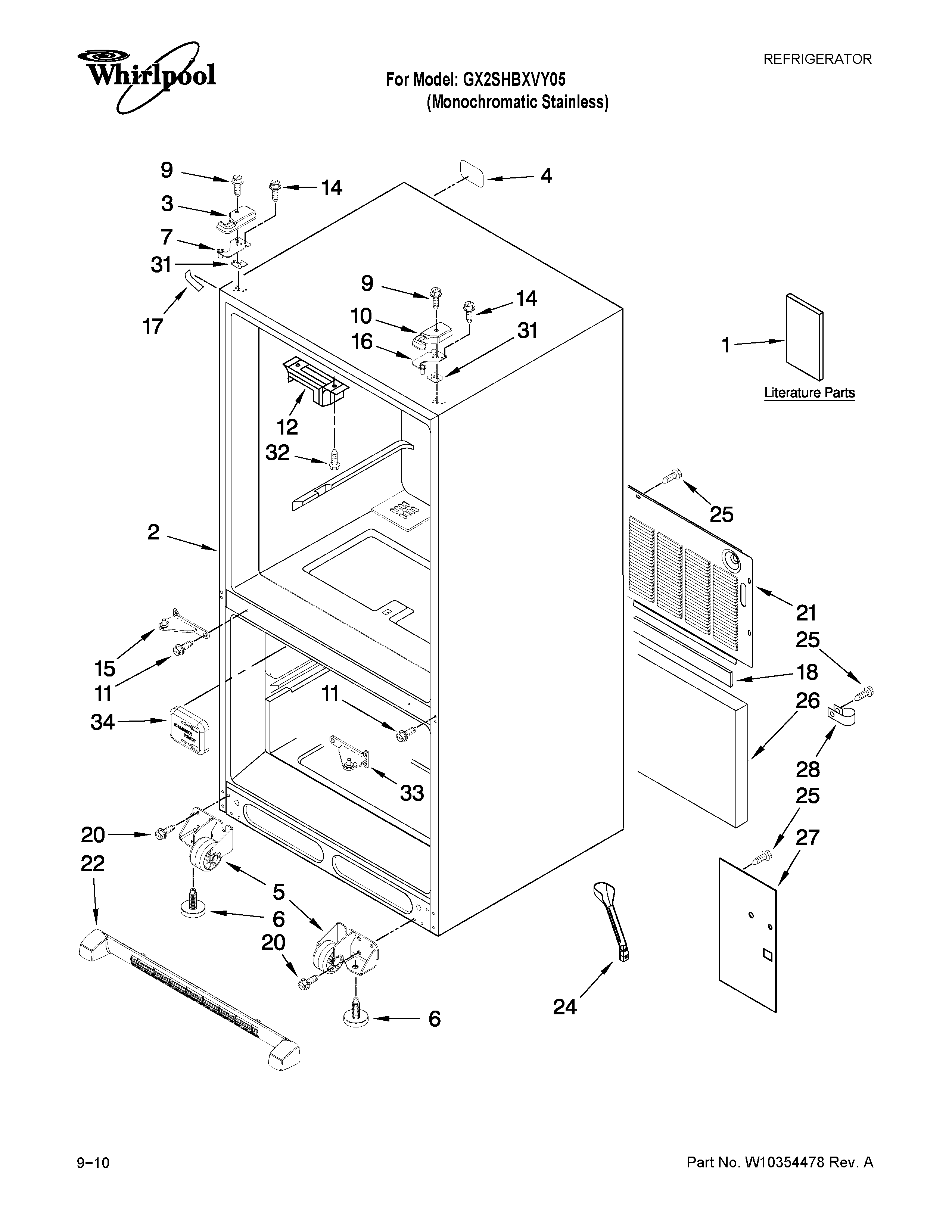 Whirlpool GX2SHBXVY05 cabinet parts diagram