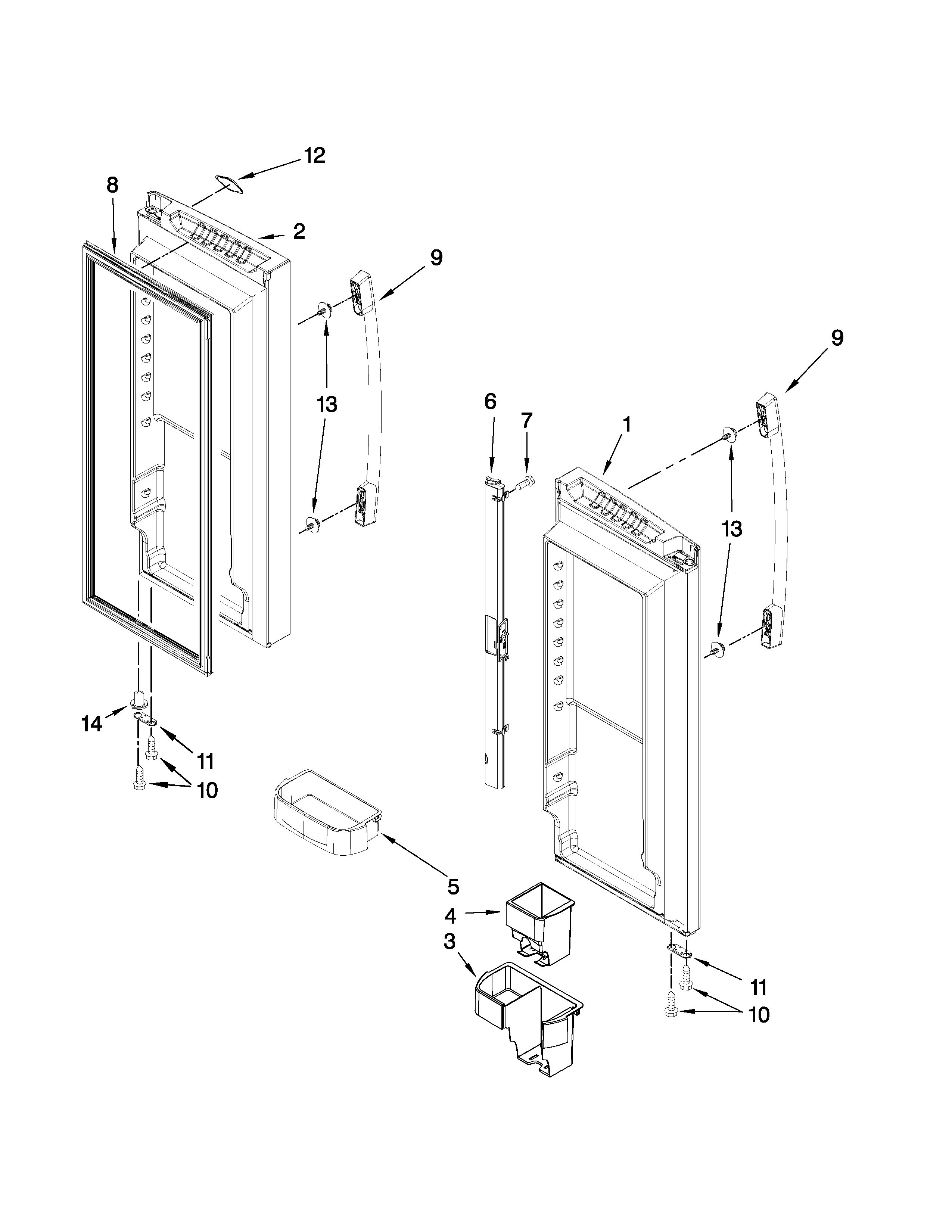 Whirlpool GX2SHBXVY05 refrigerator door parts diagram