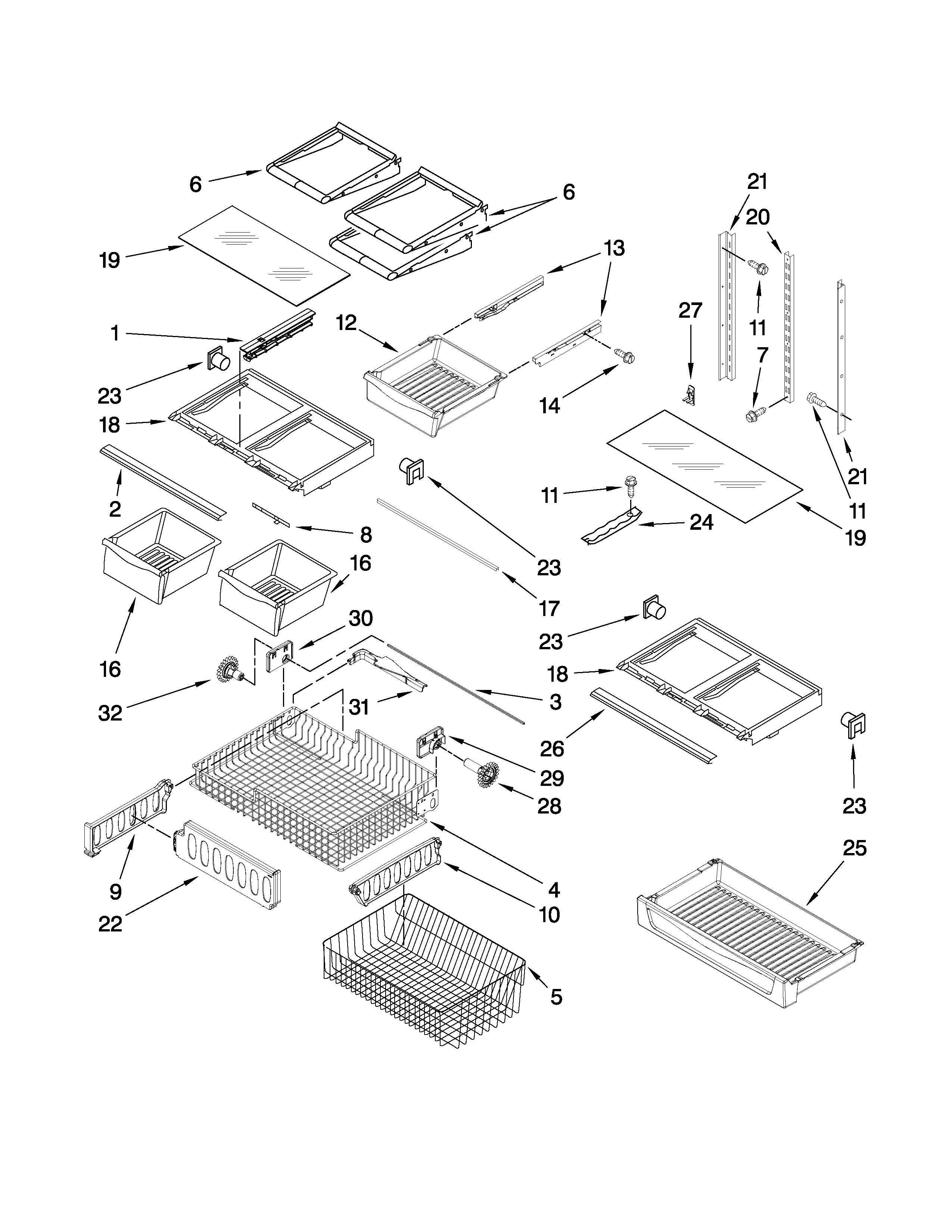 Whirlpool GX2SHBXVY05 shelf parts diagram